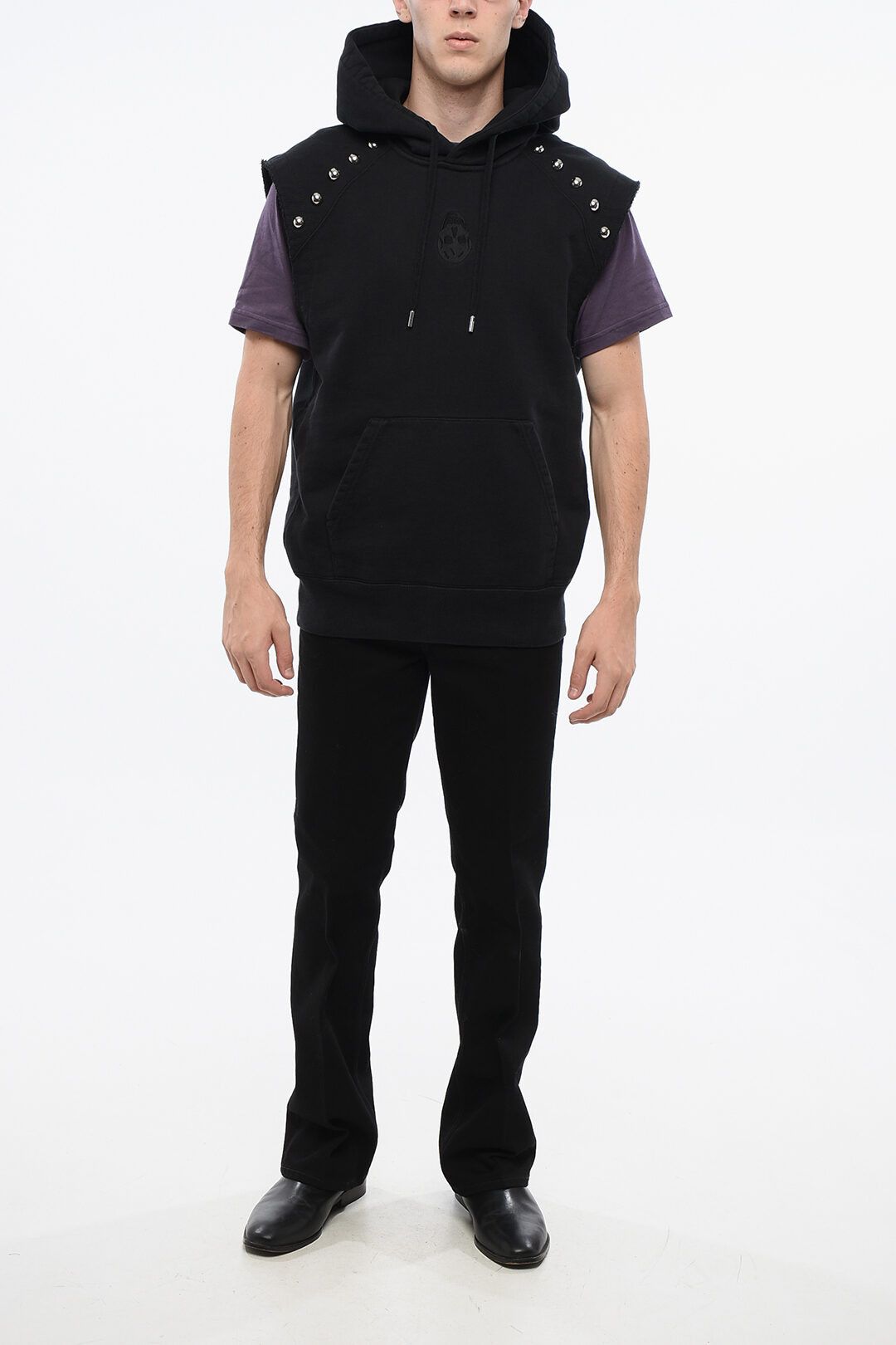 Alexander McQueen og1mm0925 Brushed Cotton Sleeveless Hoodie in Black Size US M / EU 48-50 / 2 - 4 Thumbnail