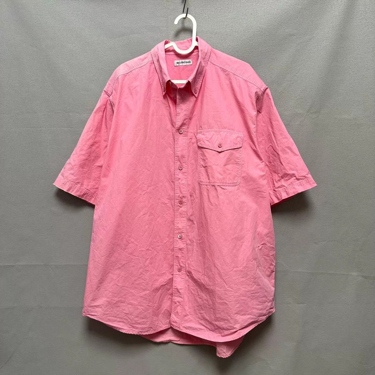Balenciaga BALENCIAGA collar embroidered logo pink short-sleeve 3899new Size US S / EU 44-46 / 1 - 1 Thumbnail