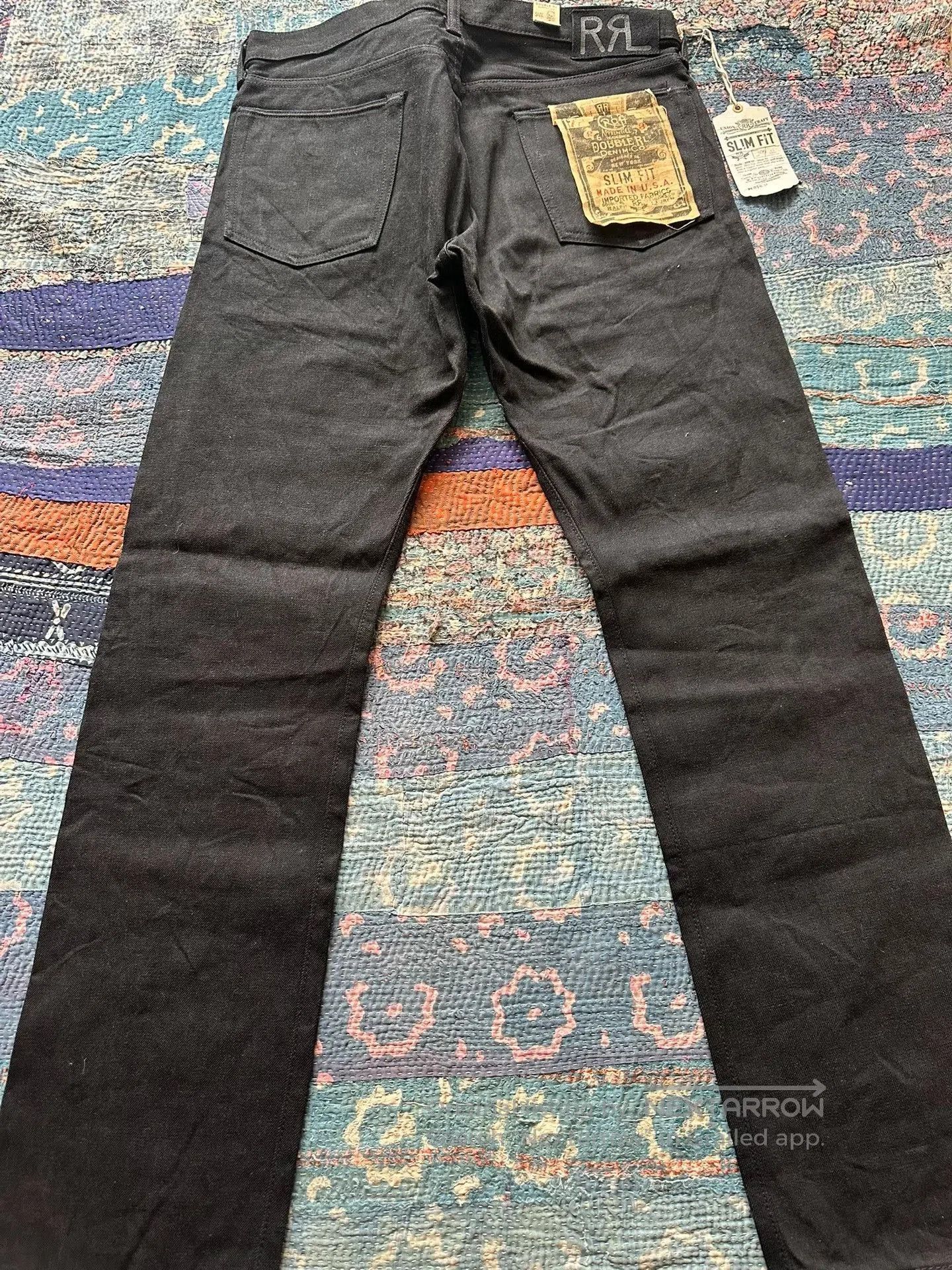 RRL Ralph Lauren RRL Distressed Black Slim Fit Jeans. Size US 34 / EU 50 - 2 Thumbnail