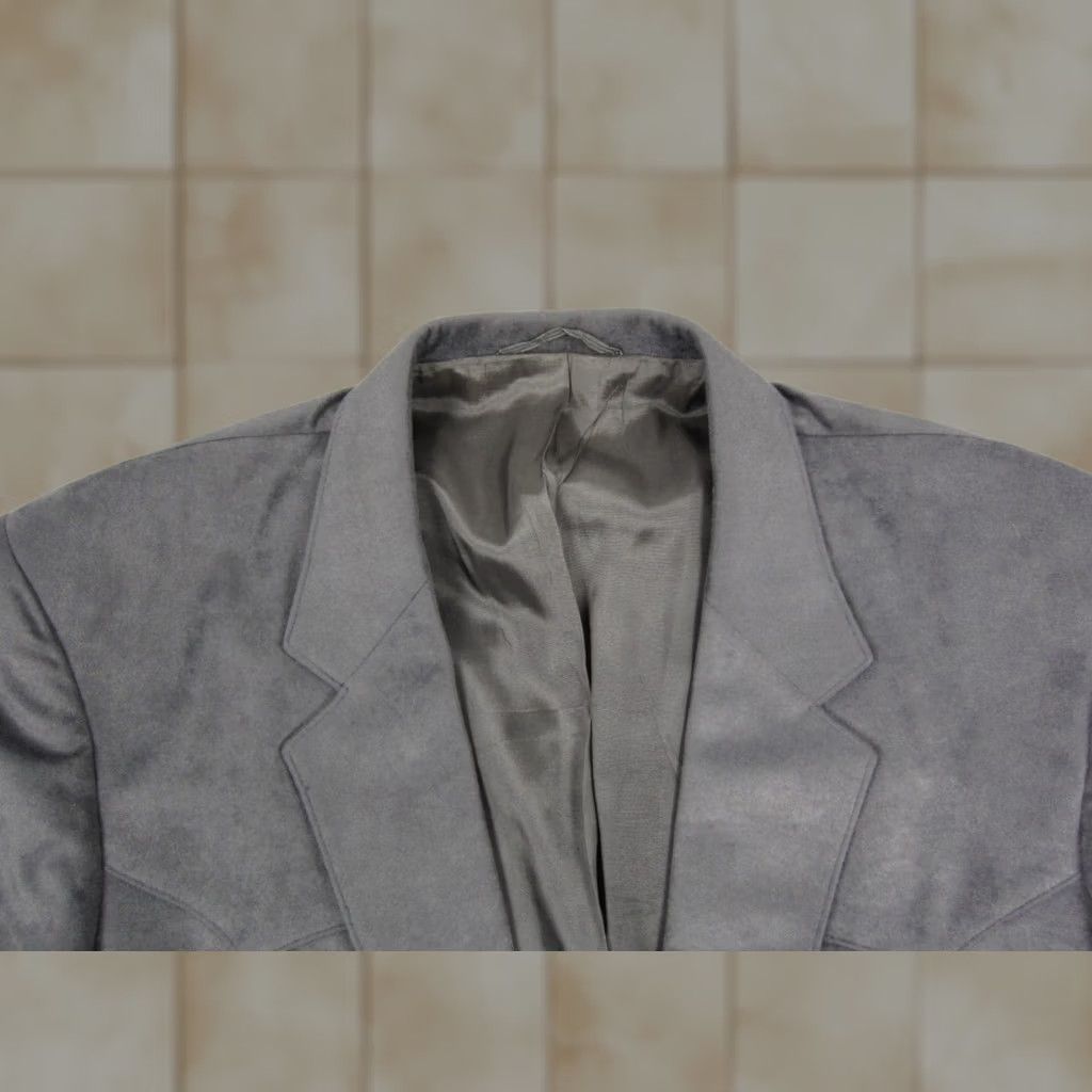 Farah VINTAGE Farah Blazer Mens 44R Gray Velvet Western Sport Coat Blazer Gray Velvet 90s US Made Mens Size 44R - 1 Thumbnail