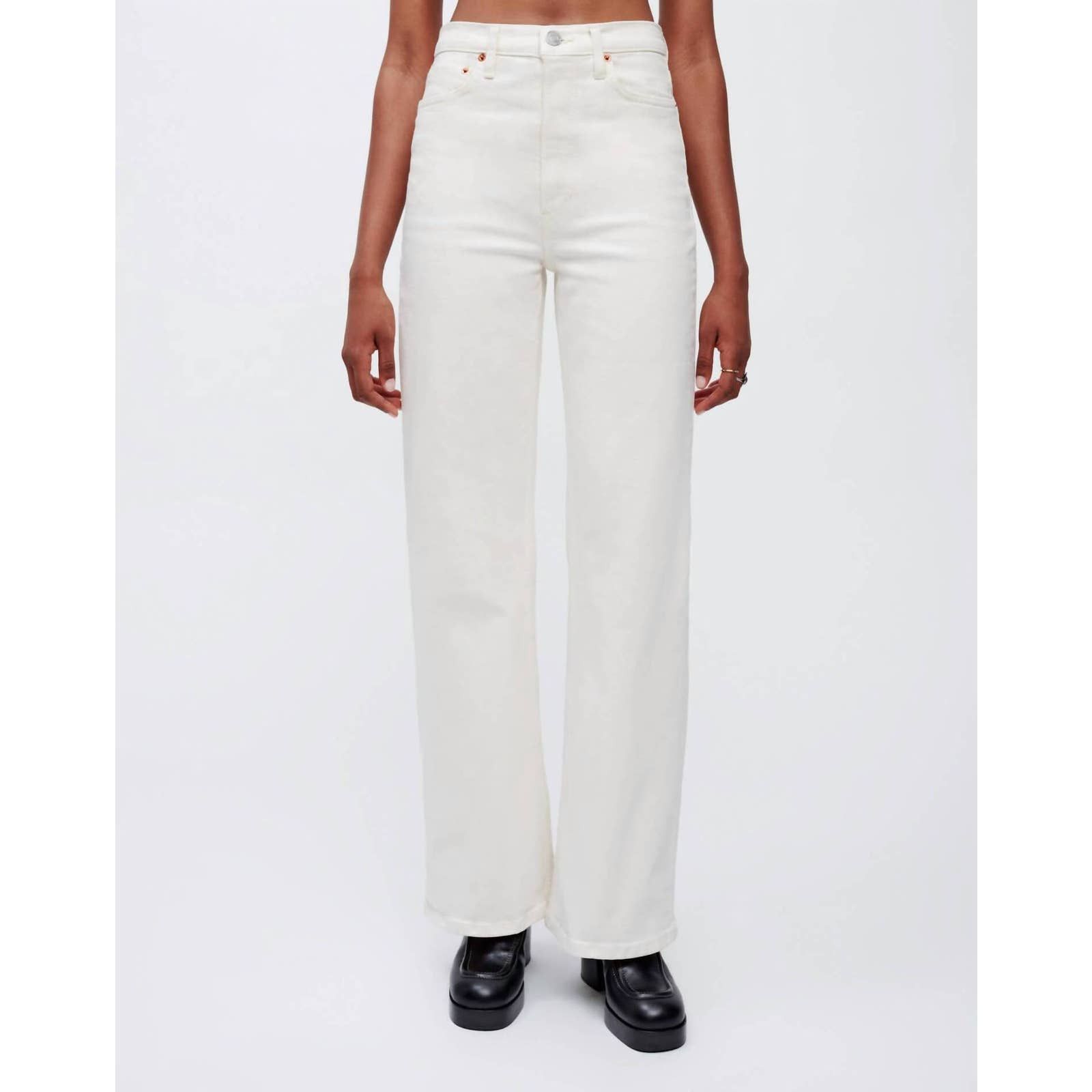 RE/DONE 70S High Rise Skinny Bootcut Jeans in Vintage White