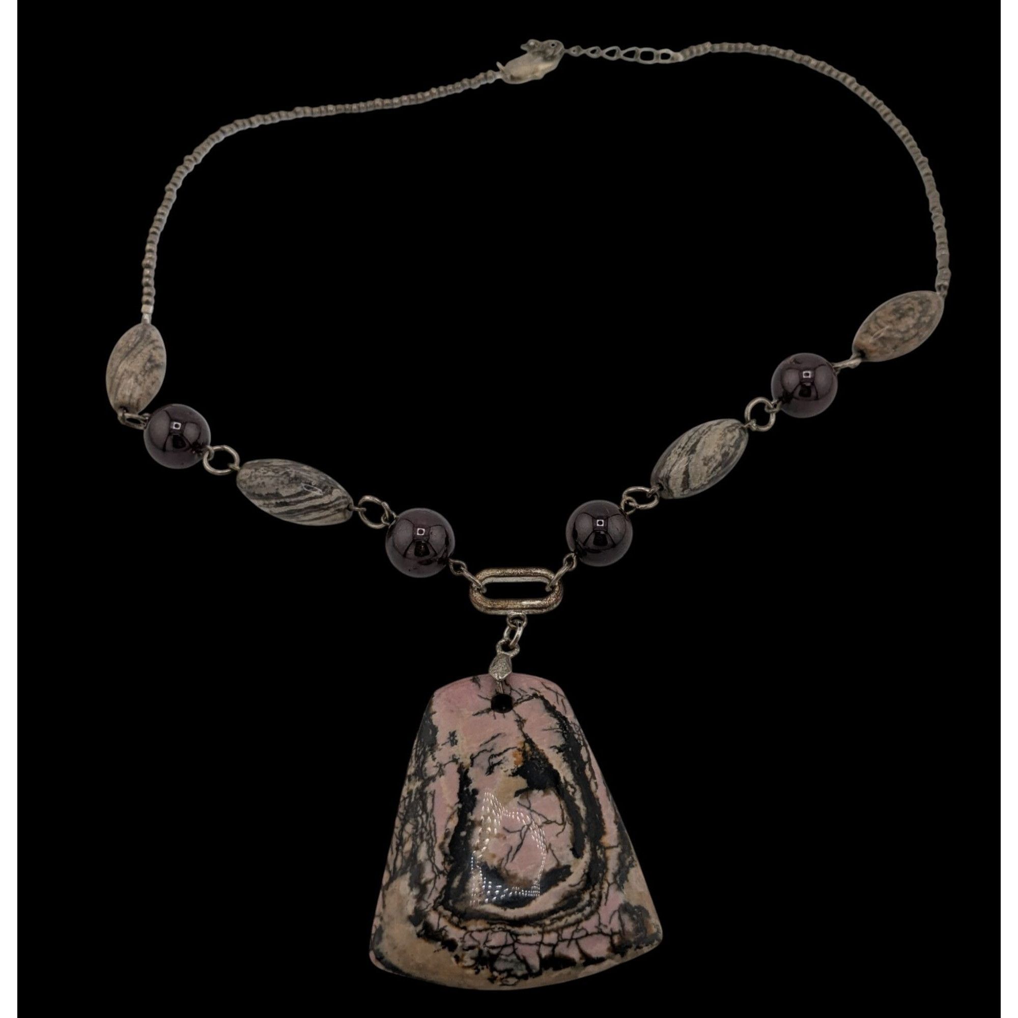 Handmade Vintage Handmade Porcelain Jasper Pendant Necklace With Vari Size ONE SIZE - 1 Thumbnail