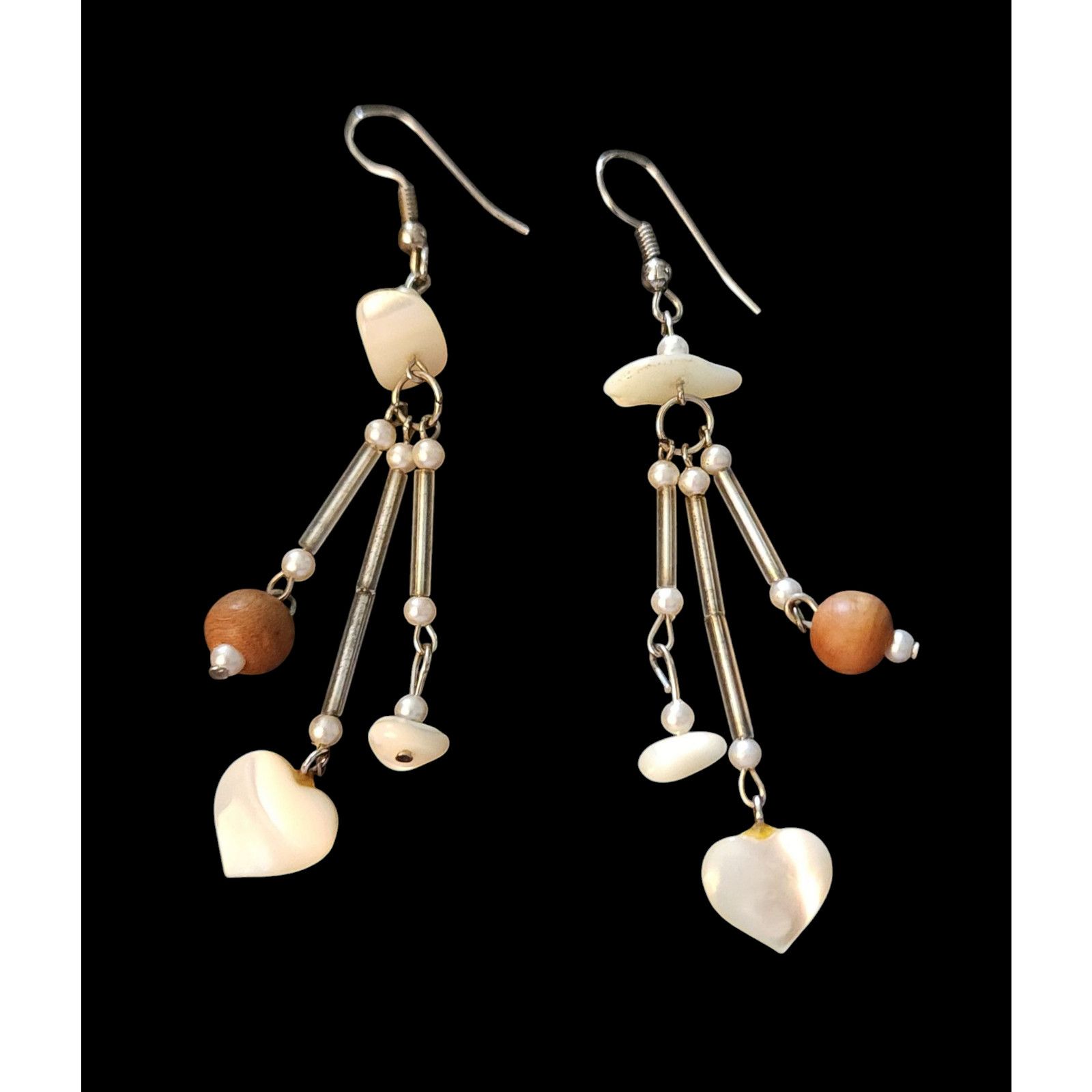 Other Abalone shell, wood, & pearlescent beaded pierced earrings Size ONE SIZE - 4 Thumbnail