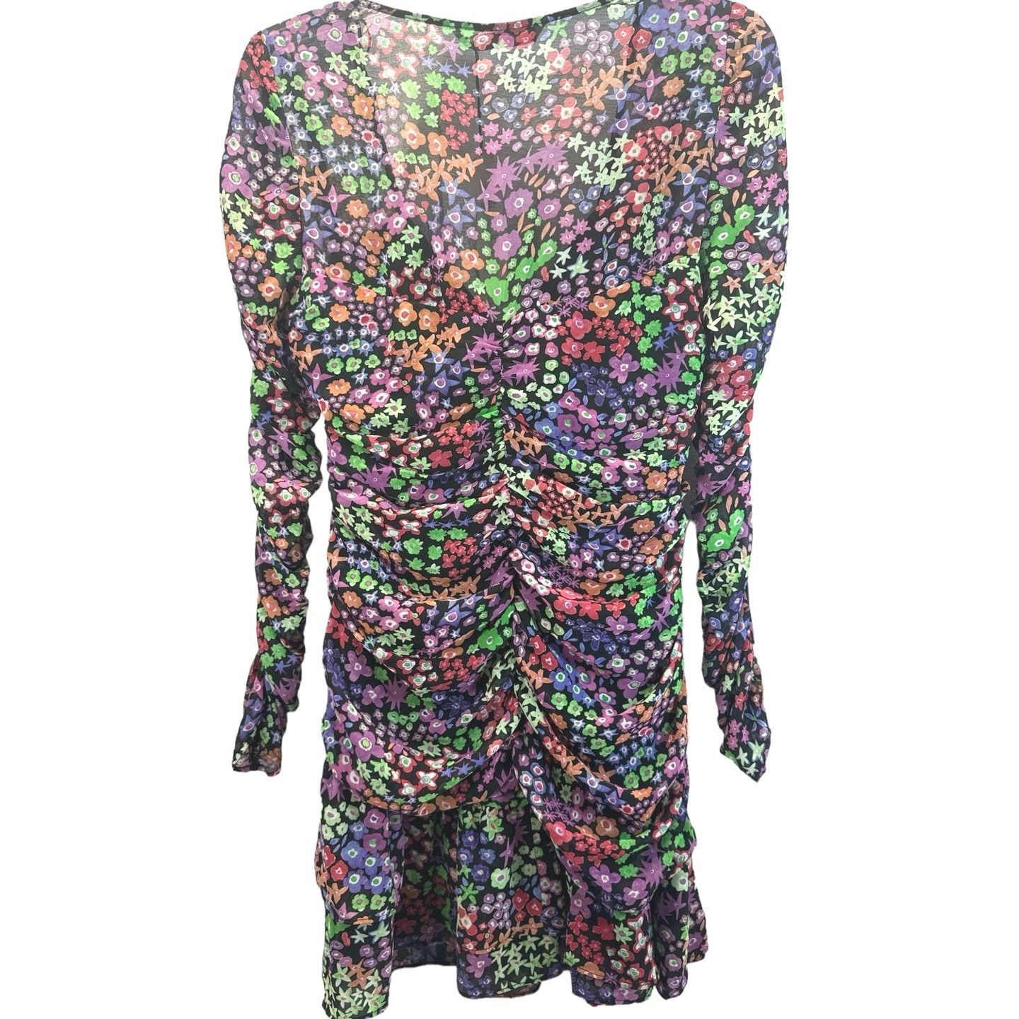 Zara Zara Black Floral Long Sleeve Mini Dress Bodycon women sz S Size S / US 4 / IT 40 - 2 Thumbnail