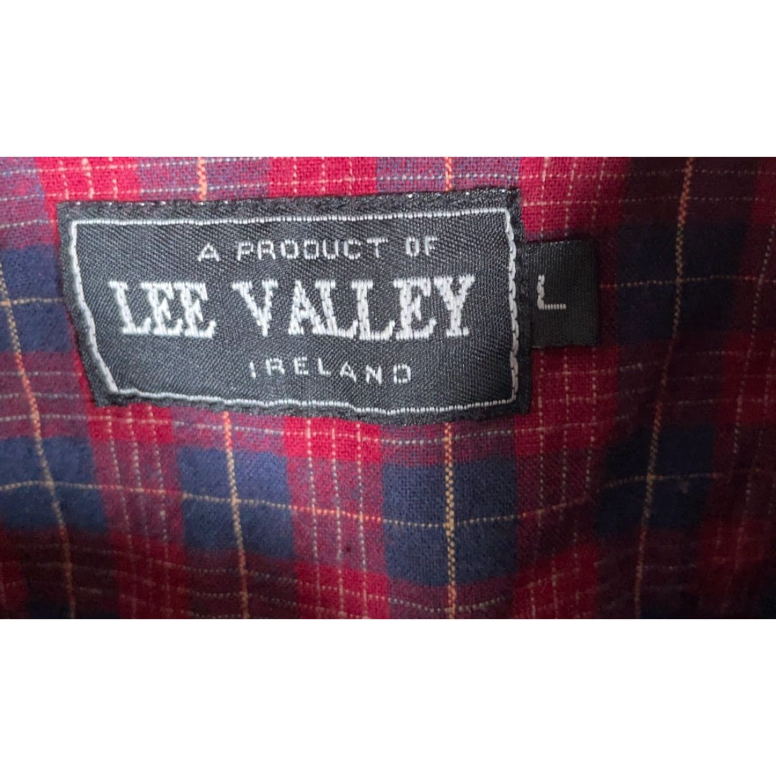 Lee Lee Valley Ireland Grandfather Shirt Men L Red Blue Plaid Band Collar Flannel Cotton Button-Up Long Sleeve Christmas? Size US L / EU 52-54 / 3 - 3 Thumbnail