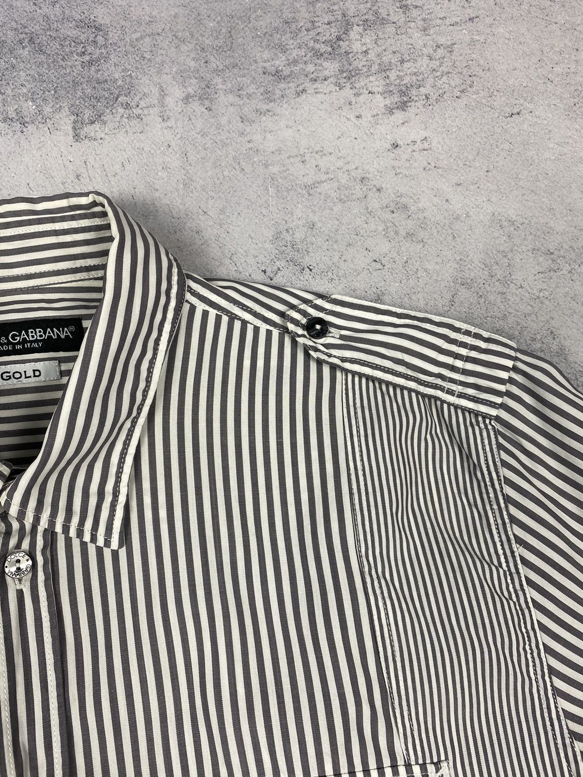 Dolce & Gabbana Dolce & Gabbana Gold Striped Button Up Long Sleeve Shirt Size US M / EU 48-50 / 2 - 10 Thumbnail