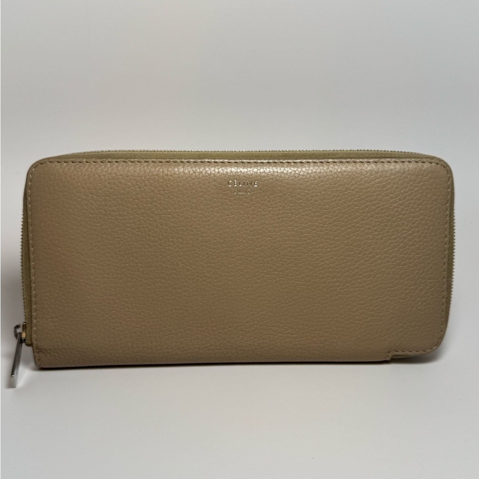 Celine Celine Portefeuille Zip Around Taupe Pebbled Leather Wallet Size ONE SIZE - 1 Thumbnail