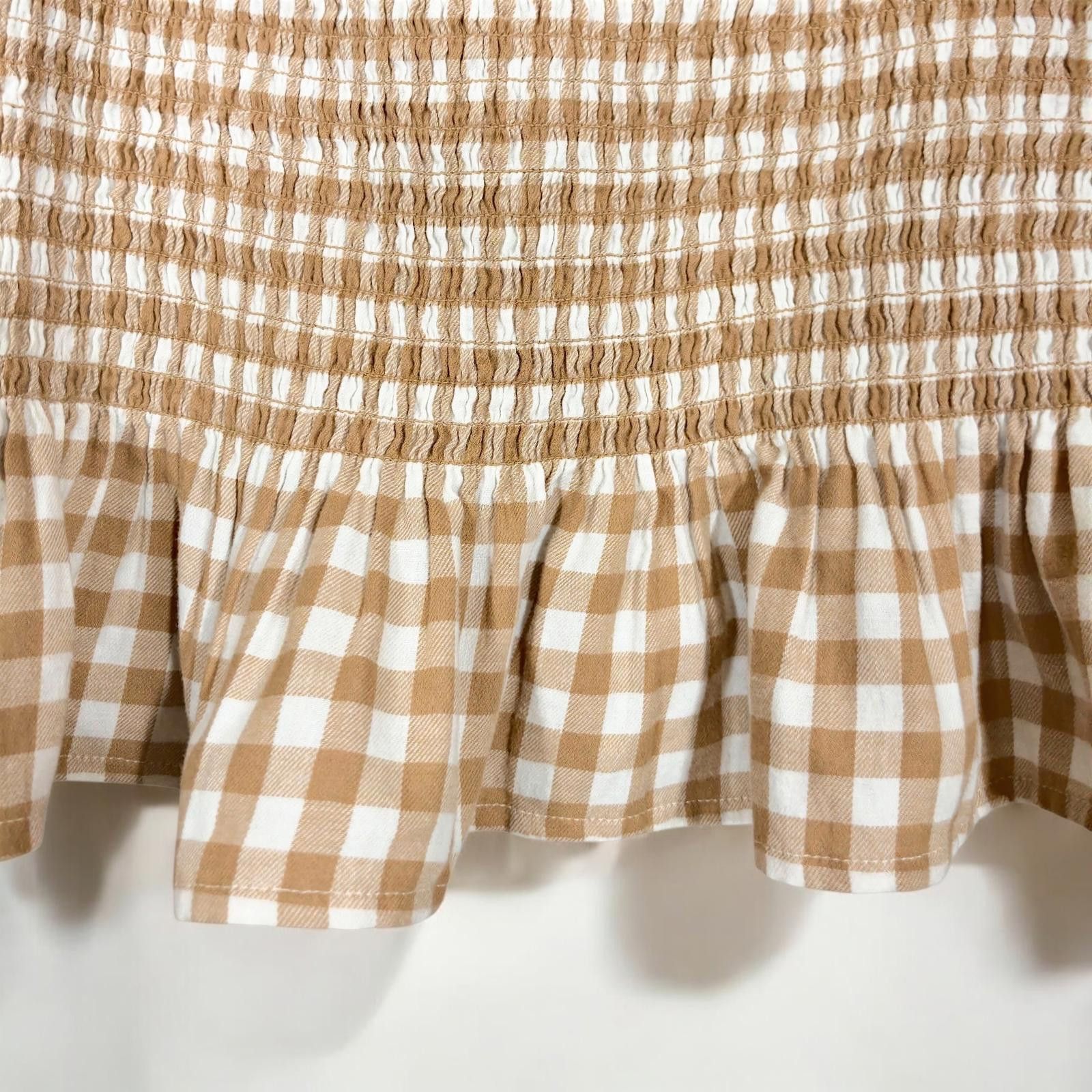 J.Crew J. Crew Chic Brown Gingham Flannel Smocked Crop Top Size M / US 6-8 / IT 42-44 - 5 Thumbnail
