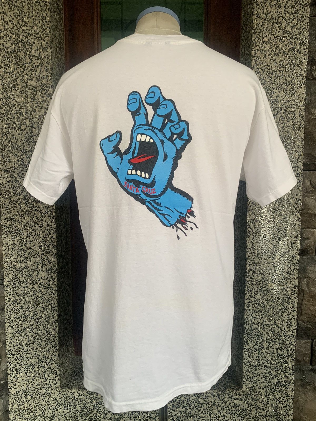 image of Santa Cruz Screaming Hand Skateboarding T Shirt in White, Men's (Size Medium)