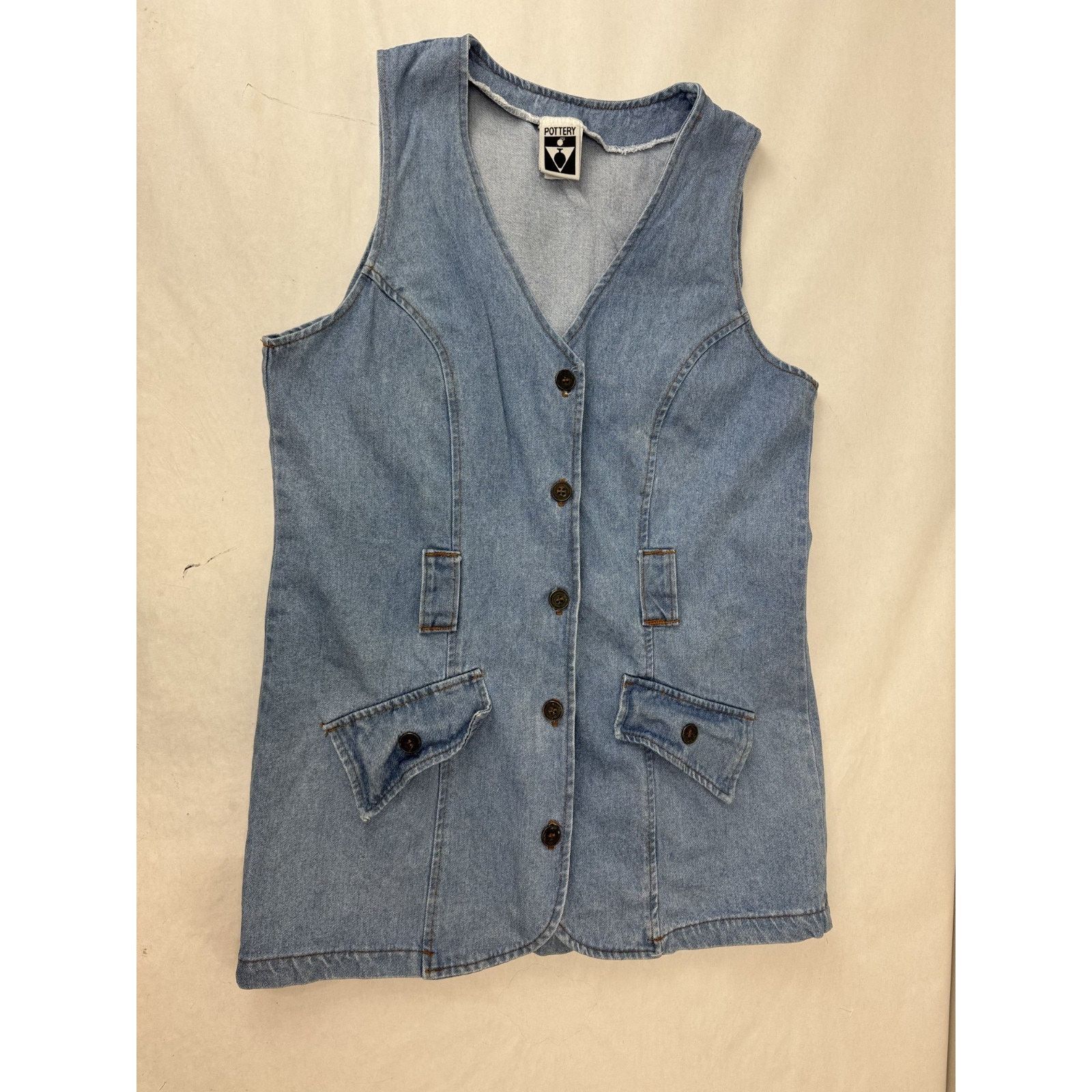 Other Vintage 90s Denim Sleeveless Jumper Dress Grunge Y2K Large Size L / US 10 / IT 46 - 4 Thumbnail