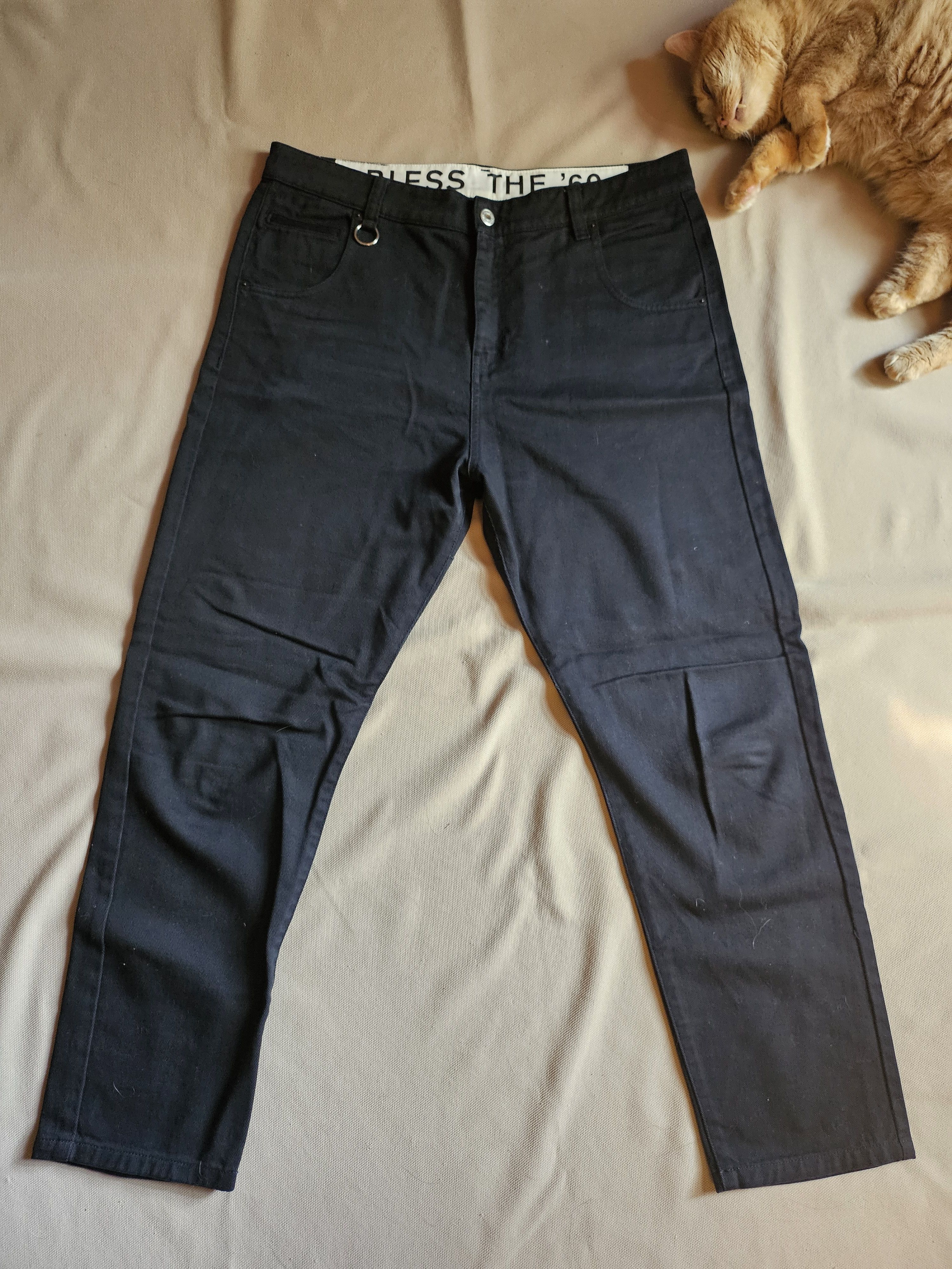 Random Identities Random Identities Black Cropped Pants "I Bless the 60's" Size US 34 / EU 50 - 1 Thumbnail