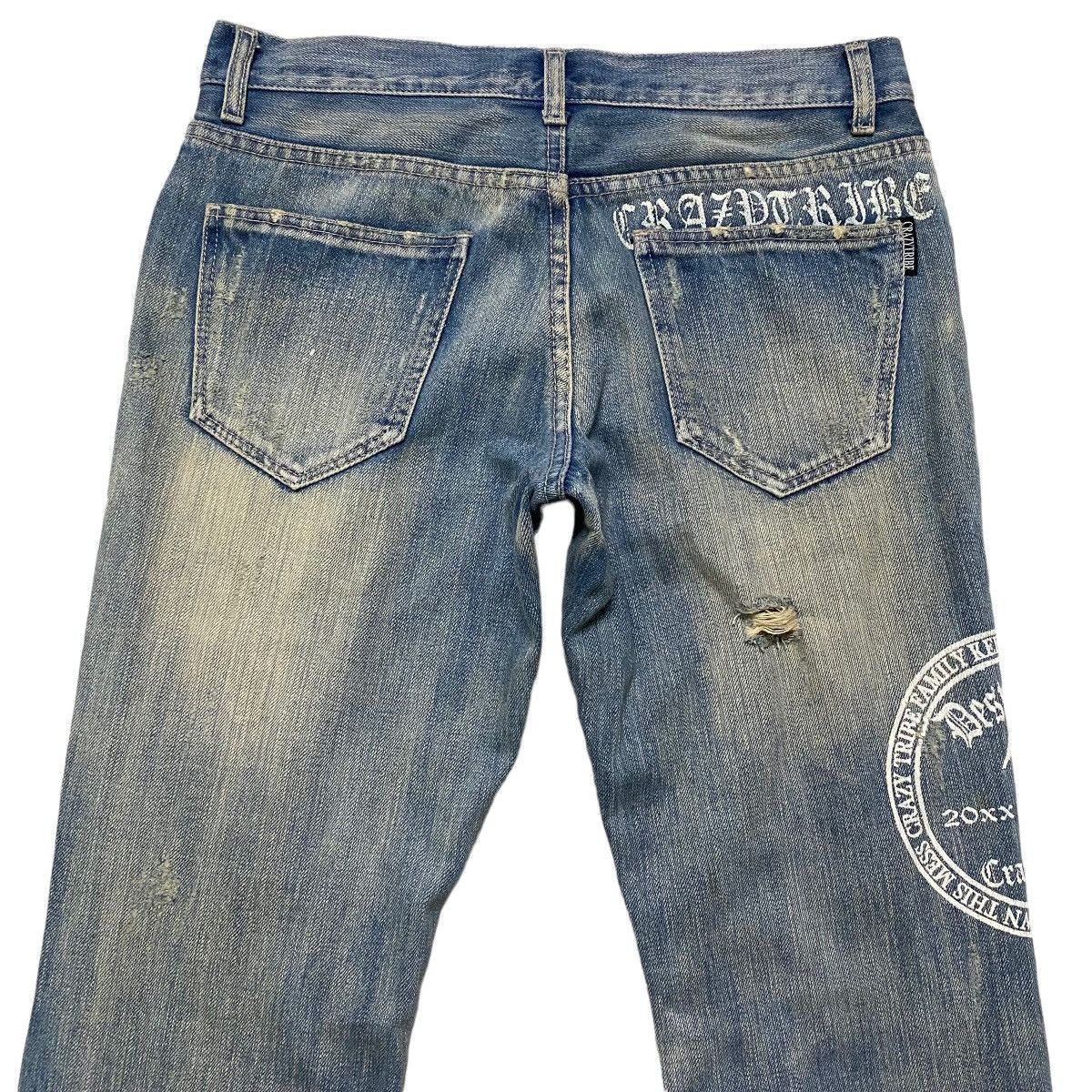 Japanese Brand CRAZY TRIBE Denim Thrashed Jeans Size US 31 - 11 Thumbnail