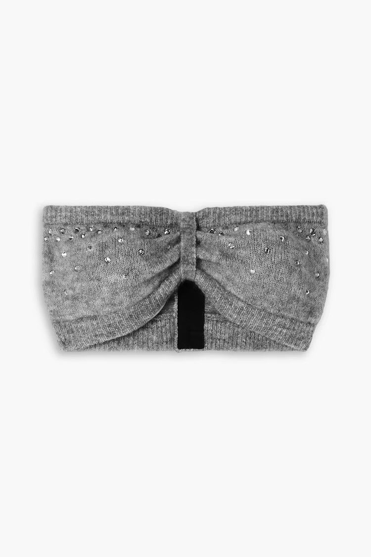 Alessandra Rich ALESSANDRA RICH Cropped crystal-embellished knitted top Gray Size S / US 4 / IT 40 - 4 Thumbnail