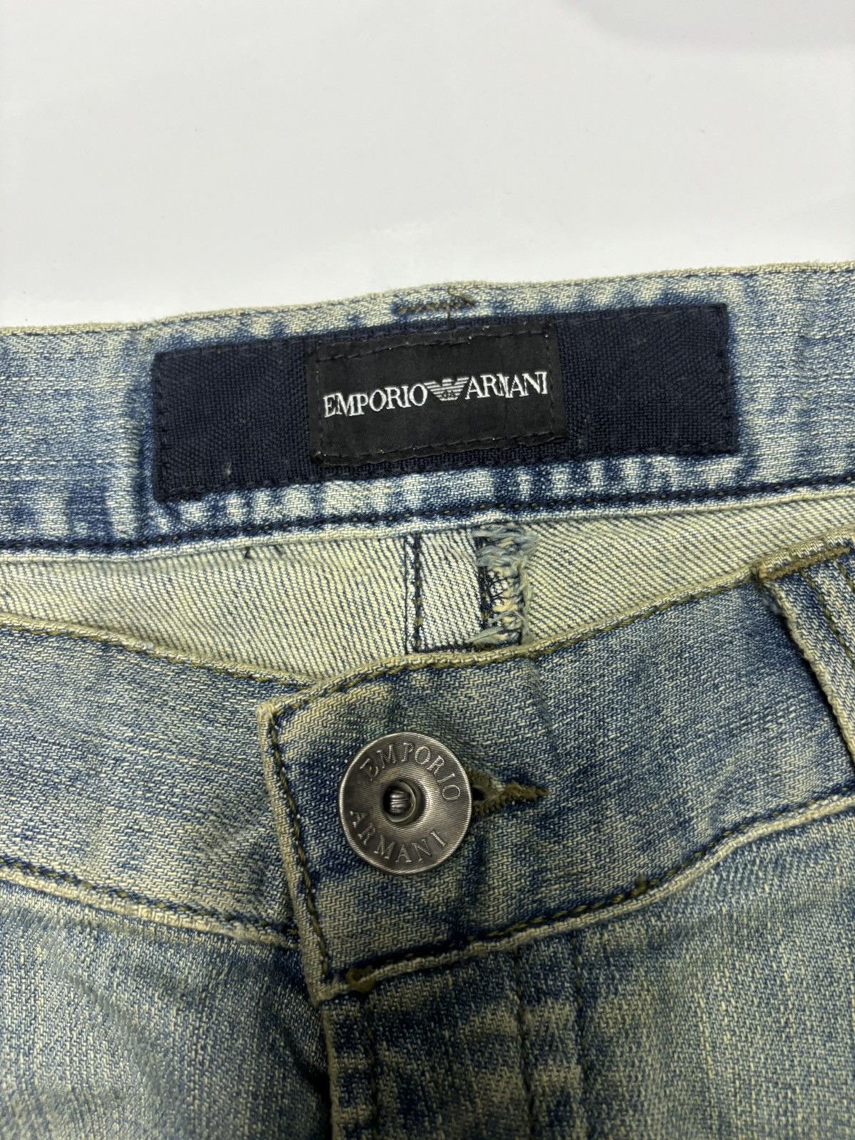 Emporio Armani × If Six Was Nine 🔥EMPORIO ARMANI DENIM BLUE BAGGY DISTRESSED DENIM JEANS Size US 33 - 7 Thumbnail