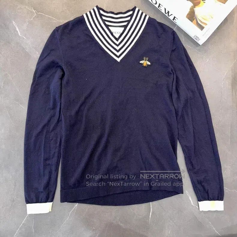 Gucci Gucci Bee pattern v-neck woollen sweater Size US XS / EU 42 / 0 - 1 Thumbnail
