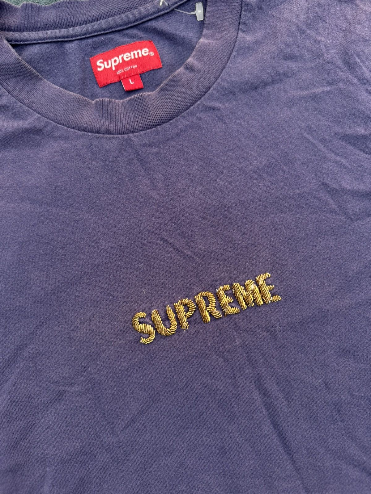 Supreme Supreme Bullion Logo S/S Top Washed Navy Size US L / EU 52-54 / 3 - 3 Thumbnail