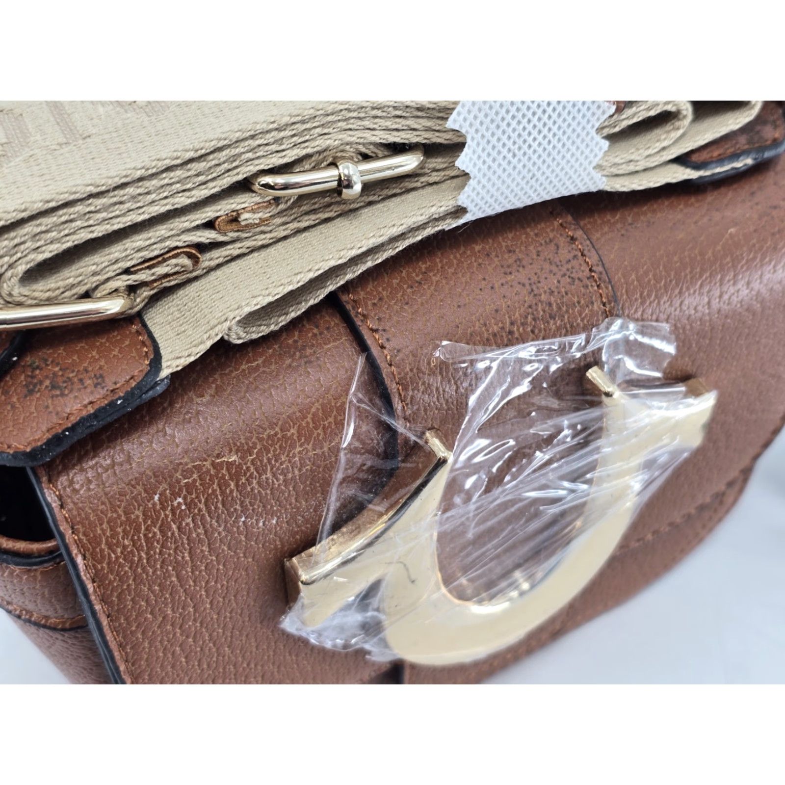 True Religion NWT True Religion Mini Flap Crossbody Bag Cognac Horseshoe Purse - Minor Flaw Dinosaur? Size ONE SIZE - 4 Thumbnail