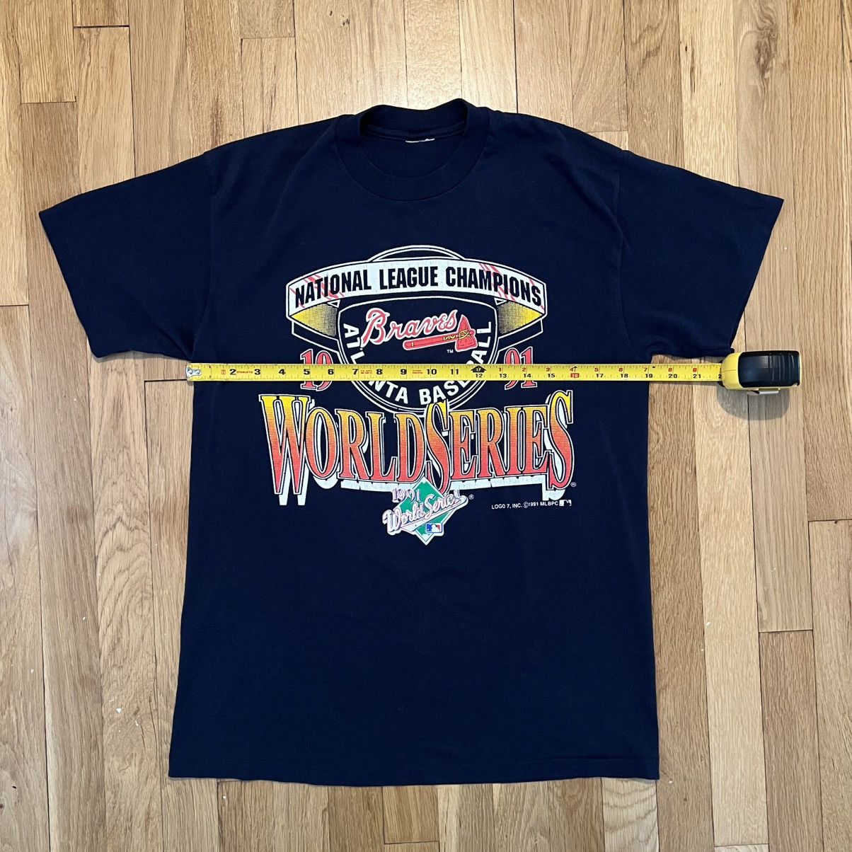 Logo 7 Vintage Atlanta Braves 1991 World Series T Shirt Large Navy Size US L / EU 52-54 / 3 - 5 Thumbnail
