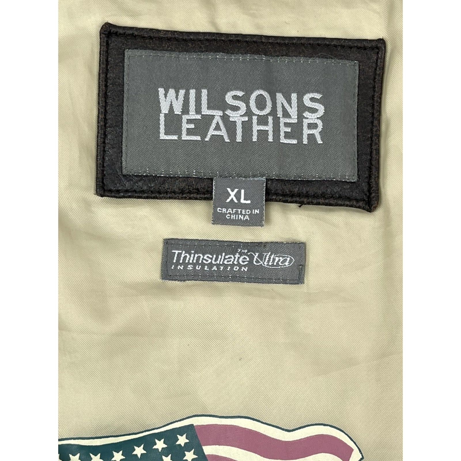 Vintage VINTAGE Wilsons Leather Mens Bomber Jacket Black XL USA Flag Size US XL / EU 56 / 4 - 3 Thumbnail