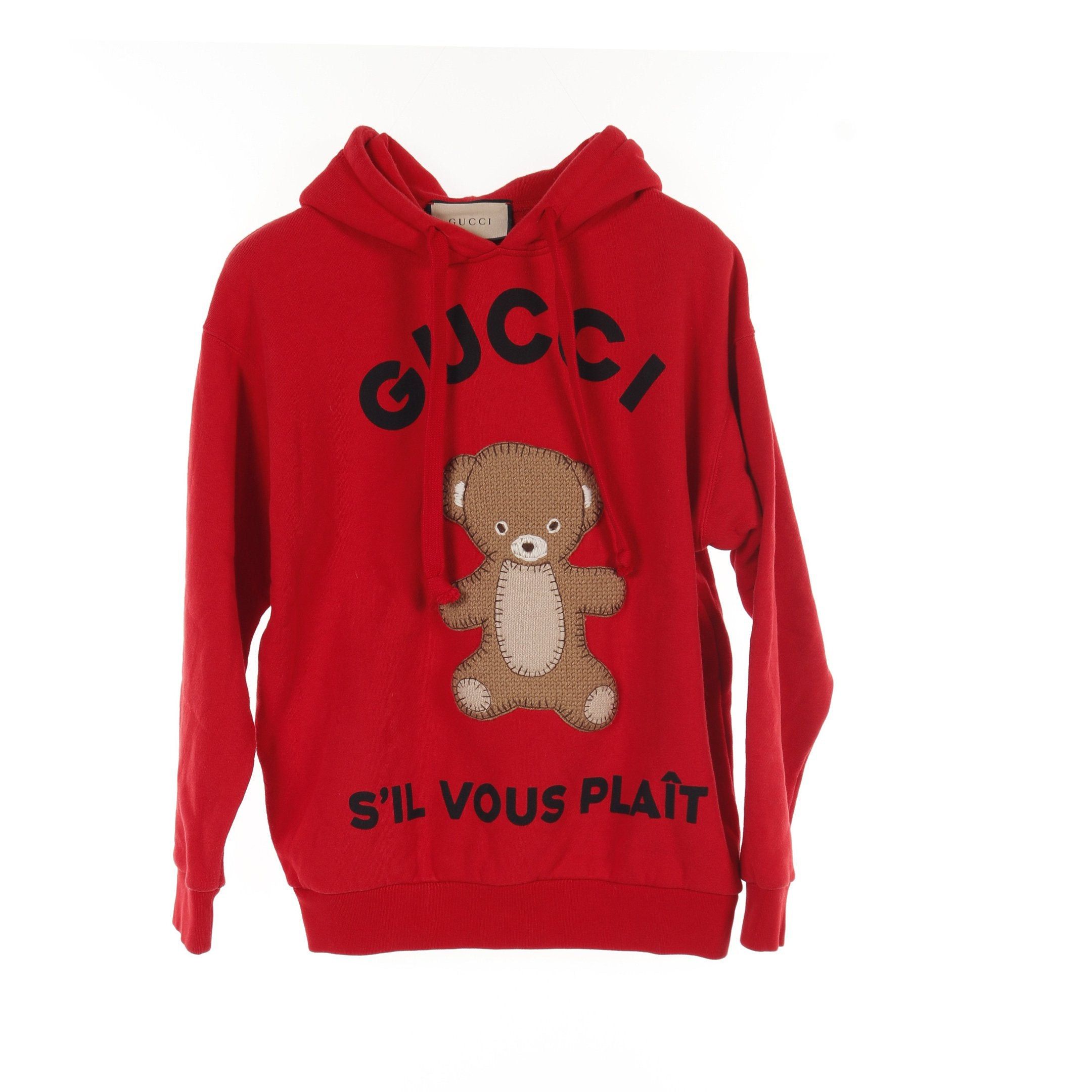 Gucci Gucci Teddy Bear Pullover Hoodie Cotton Red Multicolor Size ONE SIZE - 1 Thumbnail