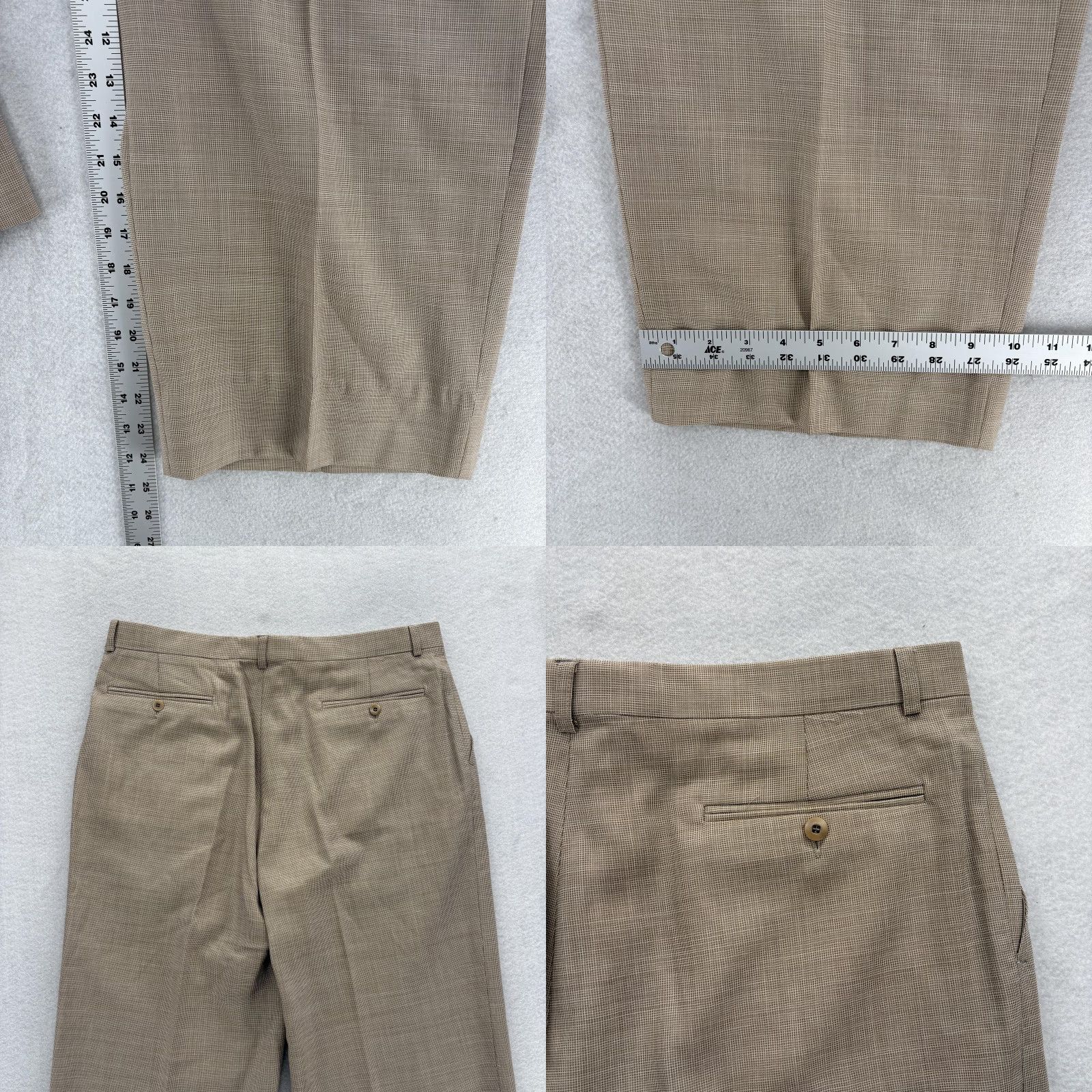 Zanella VINTAGE Zanella Dress Pants Mens 36 Short Brown Micro Check Flat Front Trousers Slacks Size US 36 / EU 52 - 8 Thumbnail