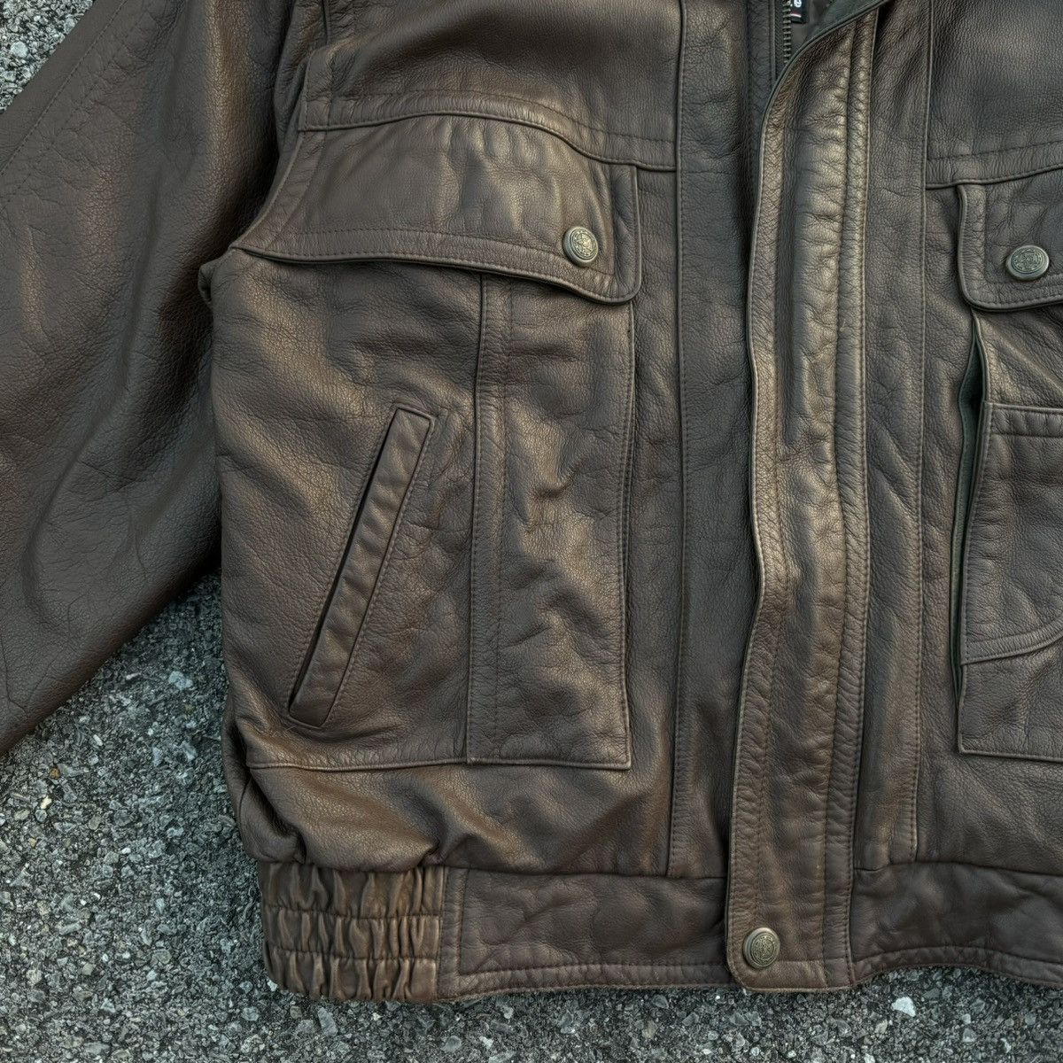 Vintage vintage brown leather jacket Size ONE SIZE - 2 Thumbnail