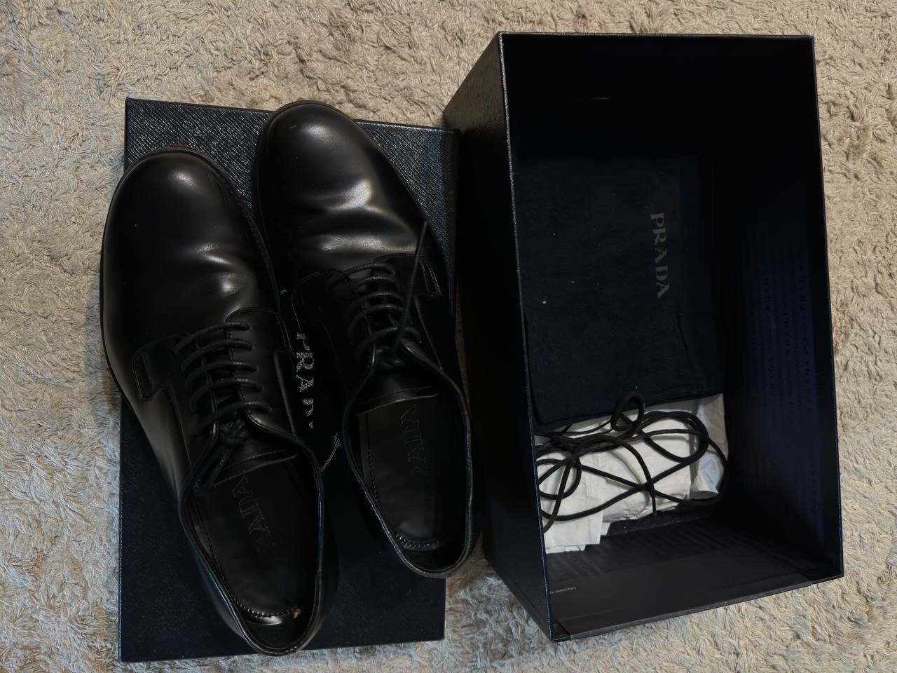 Prada Prada Black Calfskin Derby Size US 7 / EU 40 - 2 Thumbnail