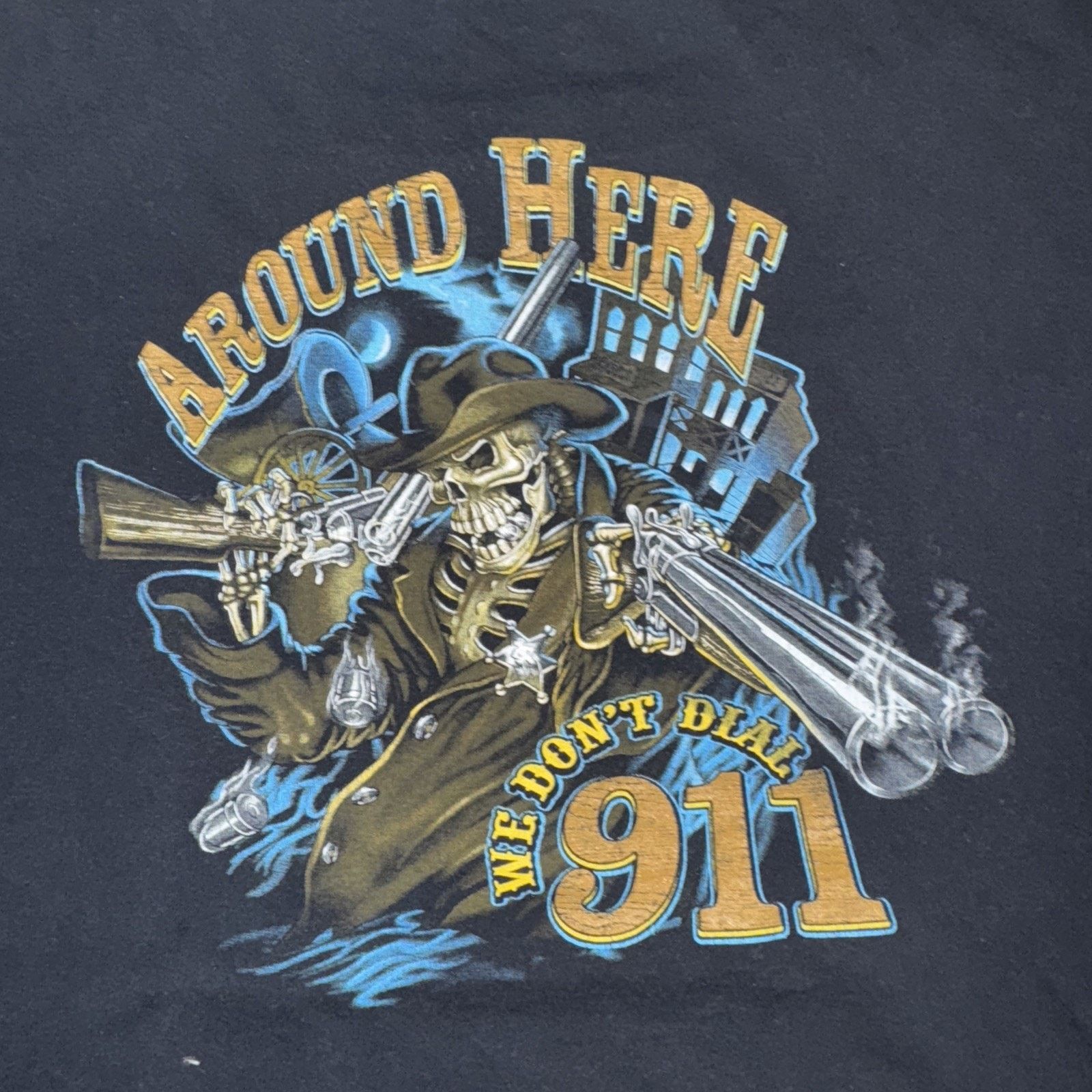 Band Tees × Vintage Cowboy Up We Don’t Dial 911 Around Here T-Shirt 2XL 25x28 Size US XXL / EU 58 / 5 - 2 Thumbnail