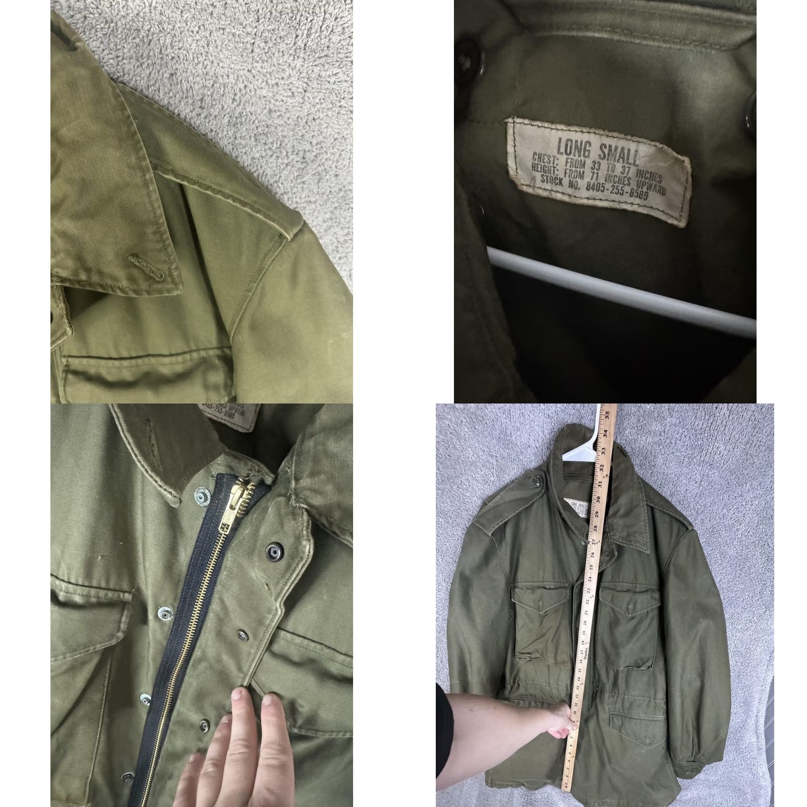 Olive VINTAGE US Army M-1951 Field Jacket Mens Long Small Olive Green Coat 1950s Size US S / EU 44-46 / 1 - 8 Thumbnail