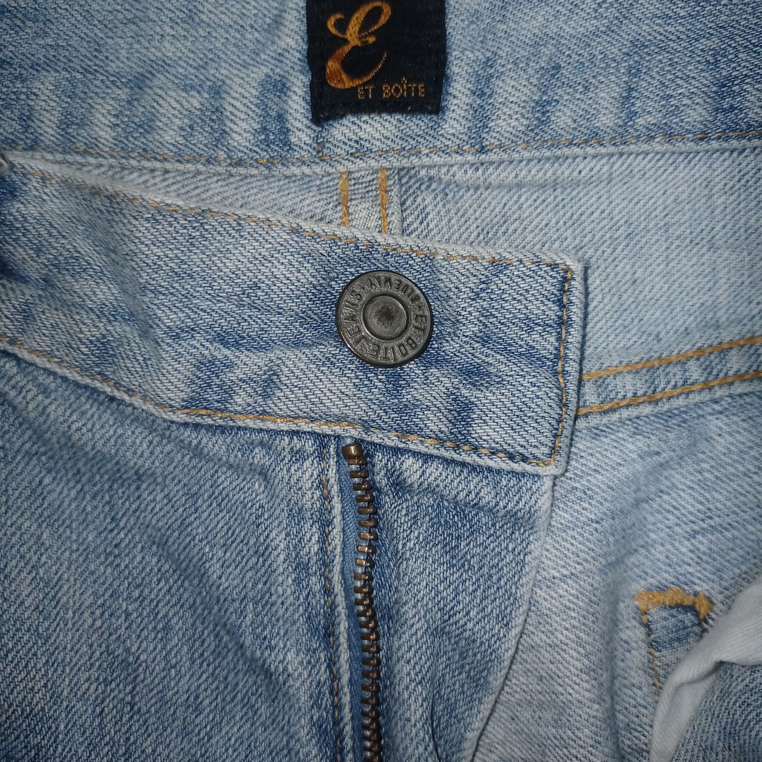Japanese Brand Vintage BLUE WAY ET BOITE Blue Wash Distressed Jeans 29x31 Size US 29 - 3 Thumbnail
