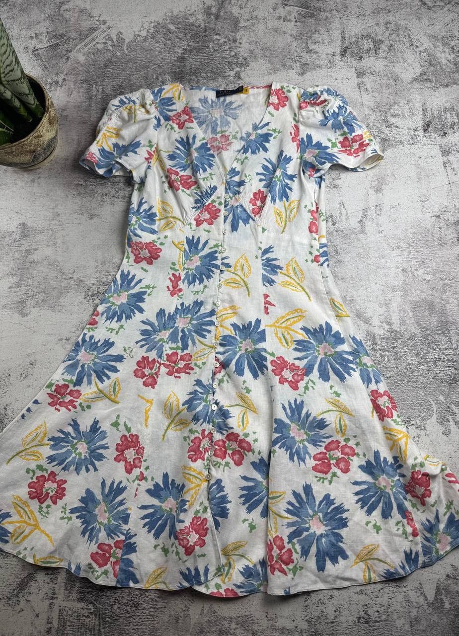 Polo Ralph Lauren Polo Ralph Lauren Tulum Floral Linen Dress Button-Front Min Women’s Designer Size L / US 10 / IT 46 - 4 Thumbnail