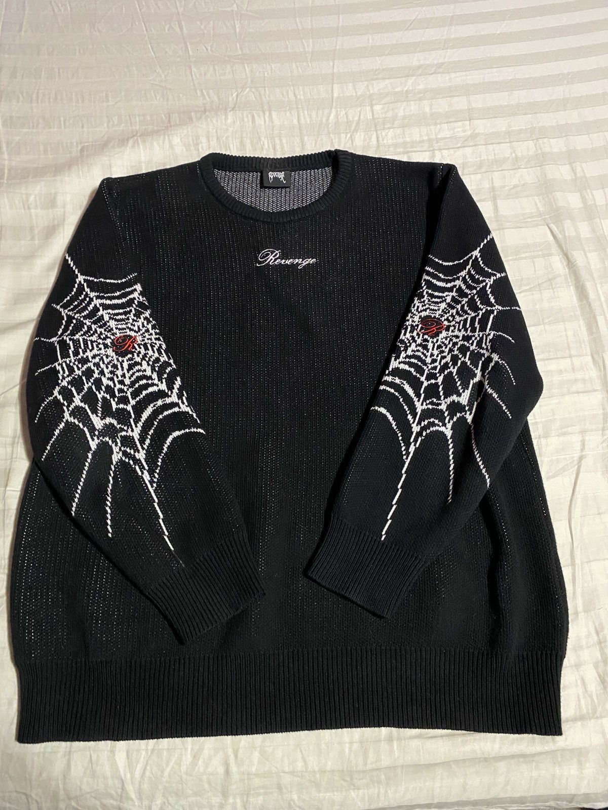 image of Revenge Spider Web Sweater XL in Black, Men's