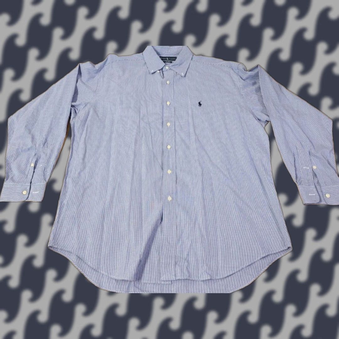 Polo Ralph Lauren Polo Ralph Lauren Shirt Mens Blue L Long Sleeve Button-Down Geometric Embroidered Logo Cotton Size US L / EU 52-54 / 3 - 1 Thumbnail