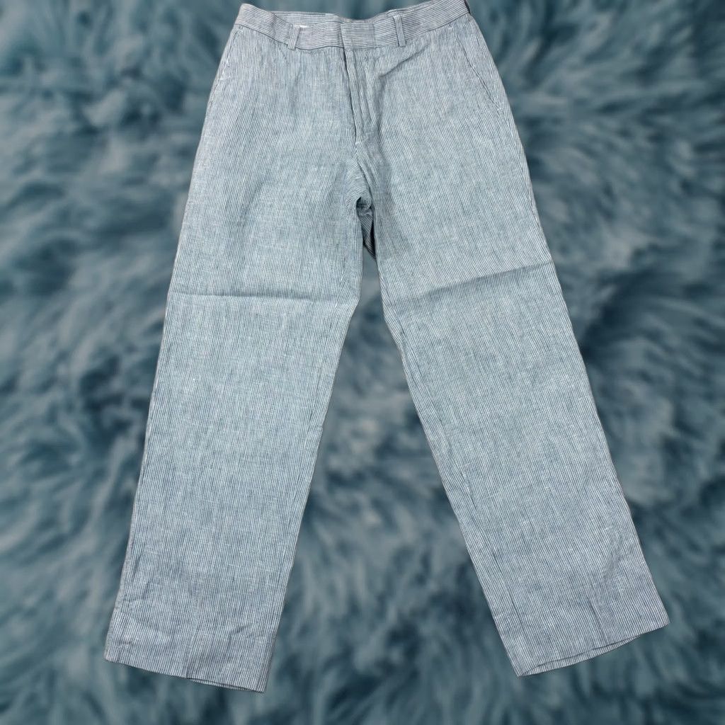 CO 1909 from The Haspel Co. Blue White Pinstripe Linen Wide Leg Trousers Pants Sz 8 Size 30" / US 8 / IT 44 - 1 Thumbnail
