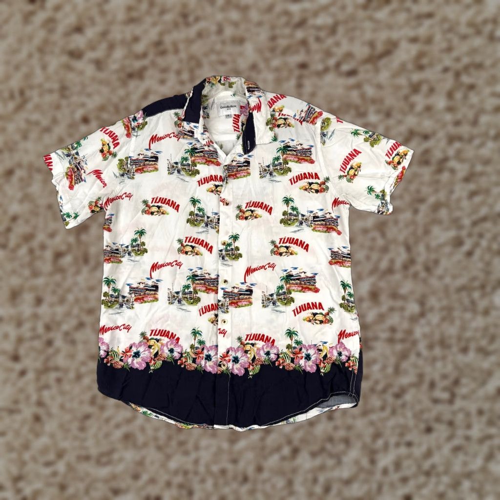 Vintage VINTAGE Goodfellow & Co Shirt Men XL White Floral Palm Hawaiian Rayon Casual Summer Mens Size US XL / EU 56 / 4 - 1 Thumbnail