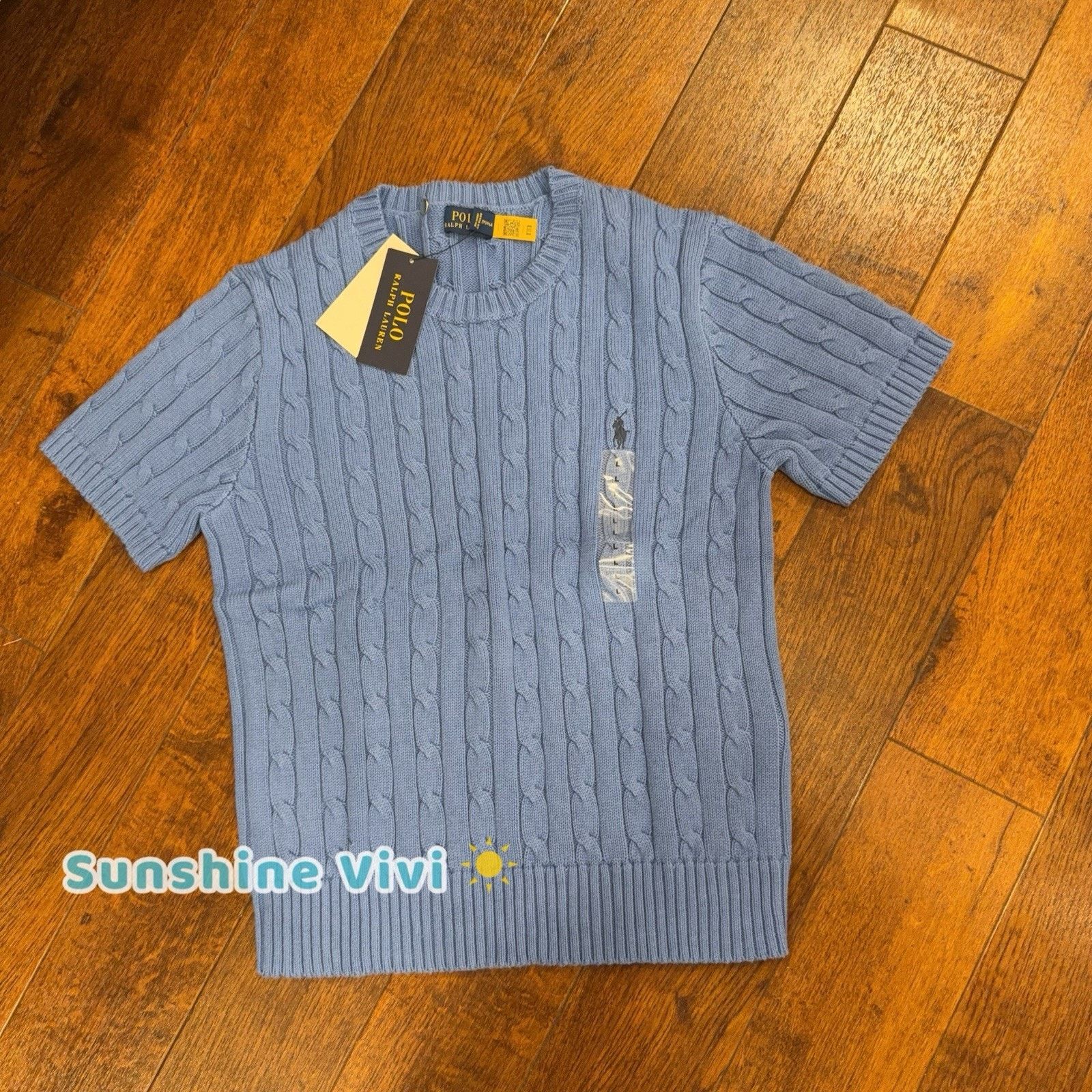 Polo Ralph Lauren NWT Polo Ralph Lauren Woman Cotton Short-Sleeve Sweater blue Size L / US 10 / IT 46 - 1 Thumbnail
