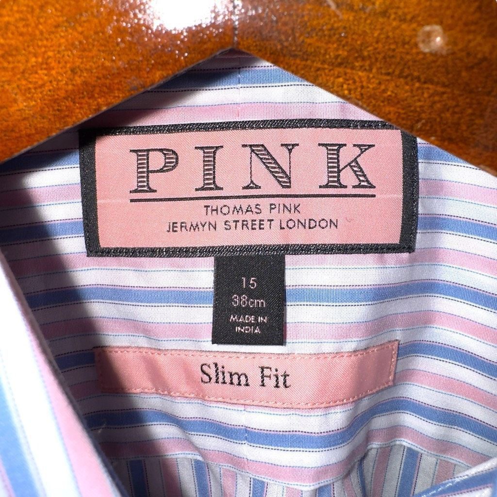 Thomas Pink NWT Thomas Pink Blue Slim Fit BRISTOW STRIPE fran Dress Shir Size US M / EU 48-50 / 2 - 2 Thumbnail