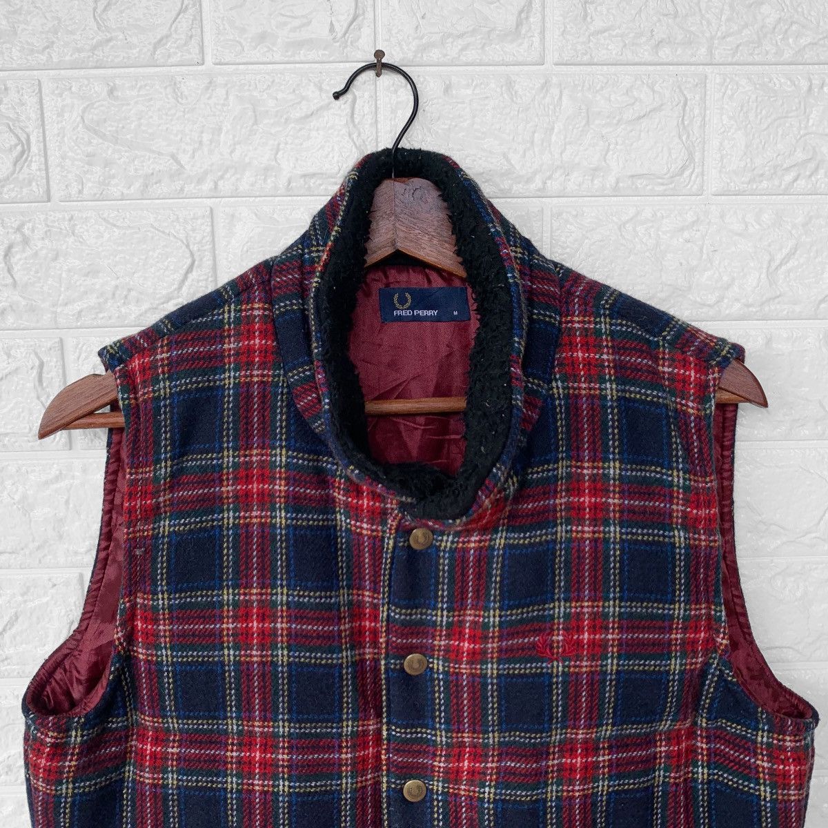 Fred Perry Fred Perry Fur Collar Plaid Checkered Vest Jacket Size US M / EU 48-50 / 2 - 4 Thumbnail