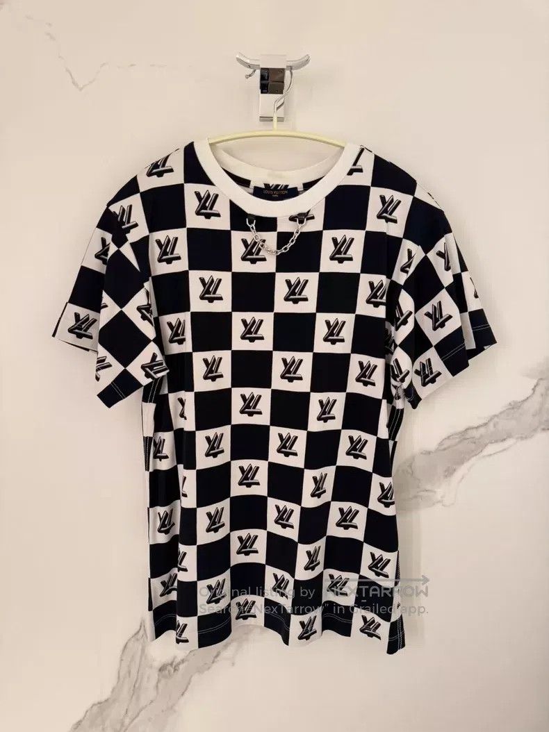Louis Vuitton Louis Vuitton Black and white check logo chain short sleev Size S / US 4 / IT 40 - 1 Thumbnail