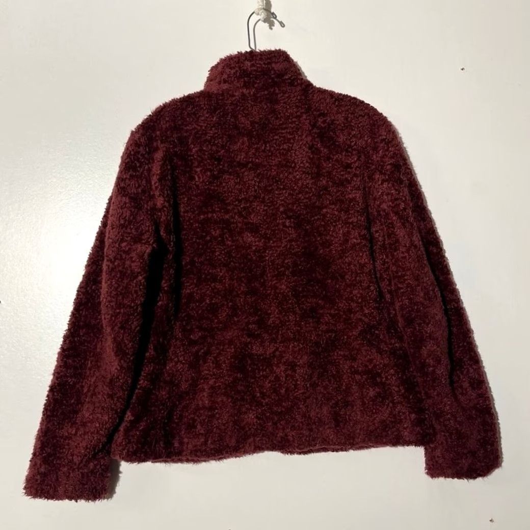 Pendleton VINTAGE Pendleton Cardigan Shirt Women Medium Maroon Full Zip Sherpa Fleece Teddy Sweater Size M / US 6-8 / IT 42-44 - 4 Thumbnail