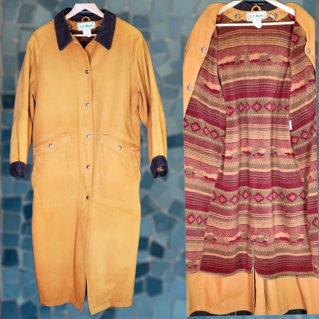 Vintage VINTAGE L.L. Bean Long Canvas Barn Chore Field Coat Rust Aztec Fleece Liner AQ42 Women’s Petite M Sized Coat Size M / US 6-8 / IT 42-44 - 1 Thumbnail