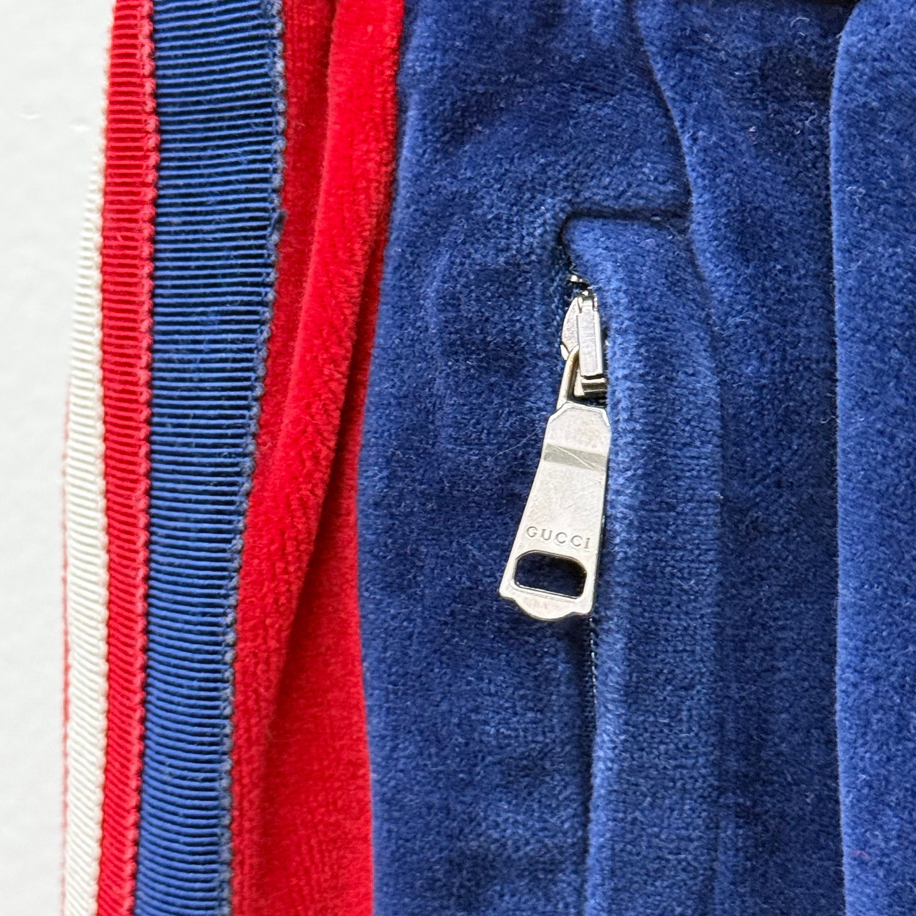 Gucci Gucci Blue/Red Stripe Velvet Track Sweatpants - Size S Size US 30 / EU 46 - 4 Thumbnail