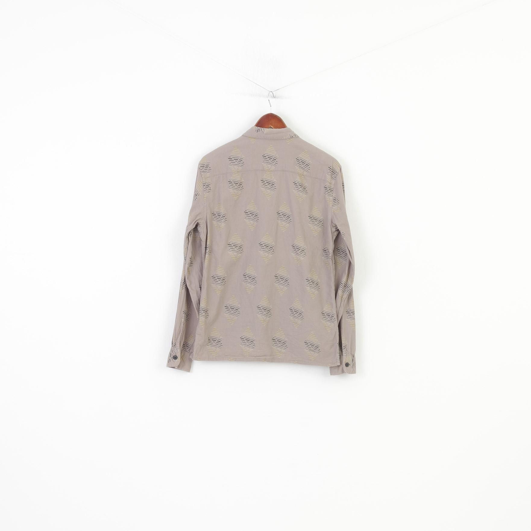 Allsaints × Vintage Allsaints Men S Casual Shirt Brown Abstract 10674 Size US S / EU 44-46 / 1 - 6 Thumbnail