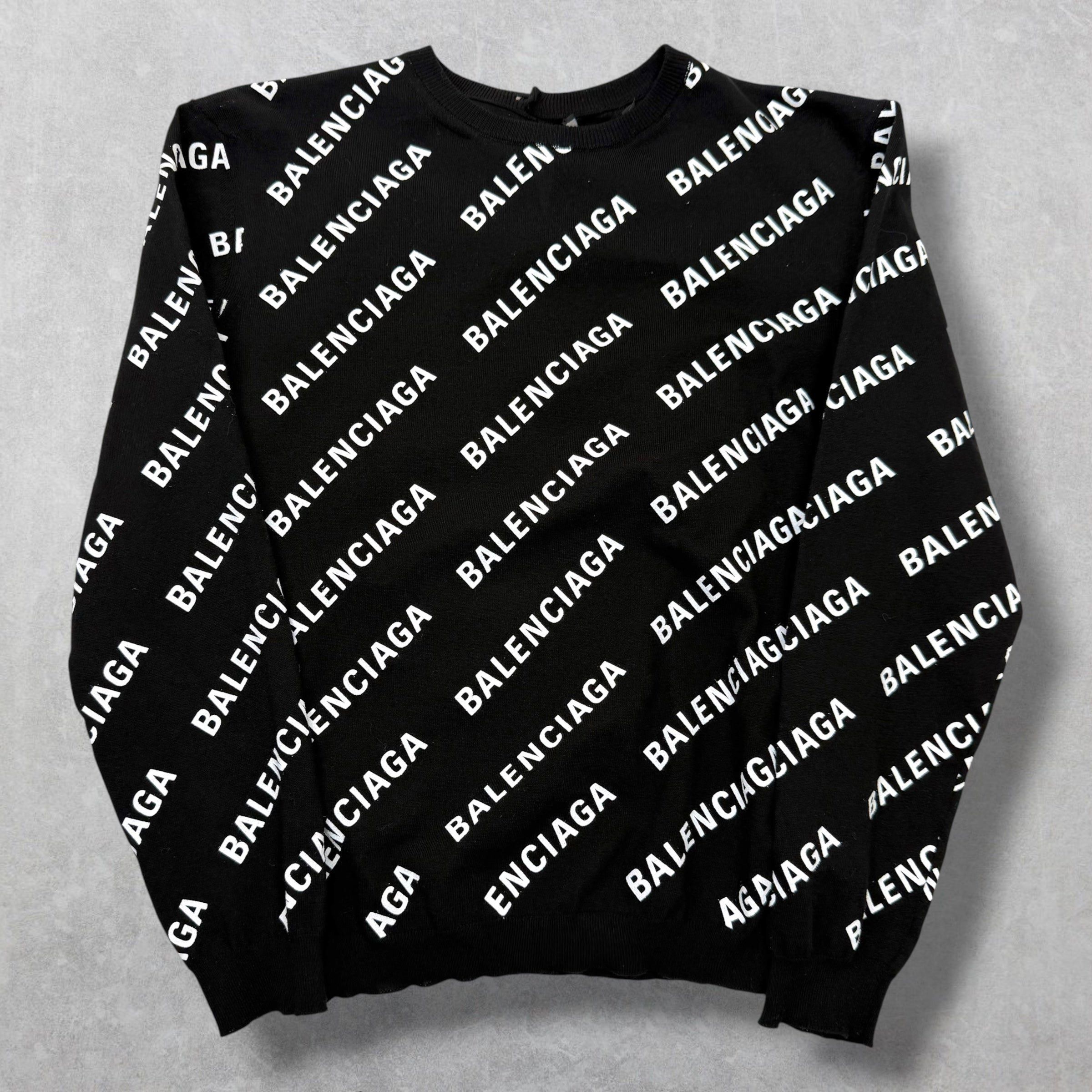 Balenciaga Balenciaga Women's All Over Logo Cropped Sweater M Size M / US 6-8 / IT 42-44 - 1 Thumbnail