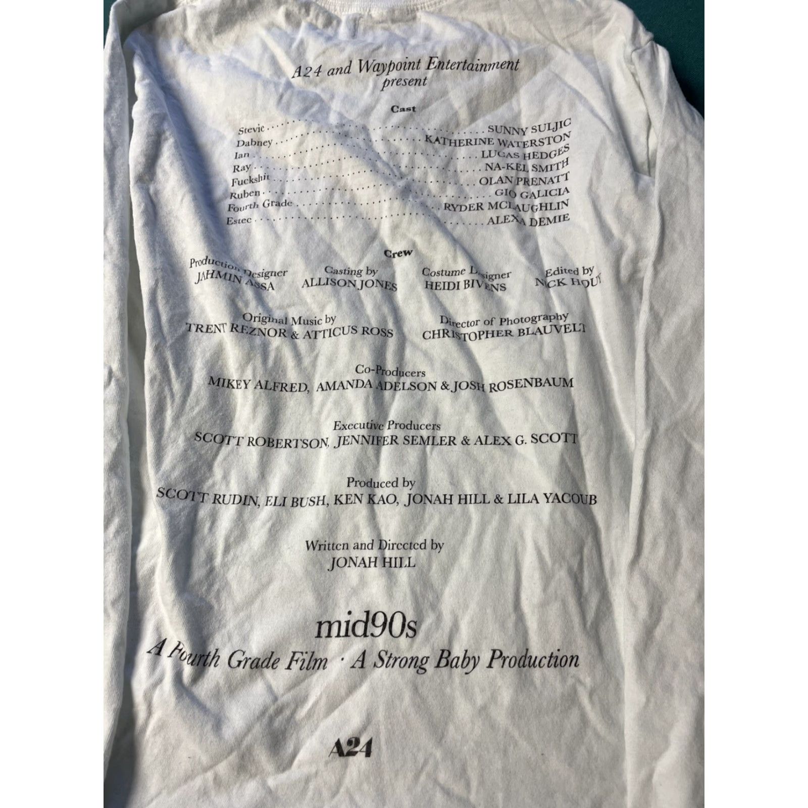 A-24 Mens T-Shirt Long Sleeve White 90s Graphic Jonah Hill XS S Regular Mens