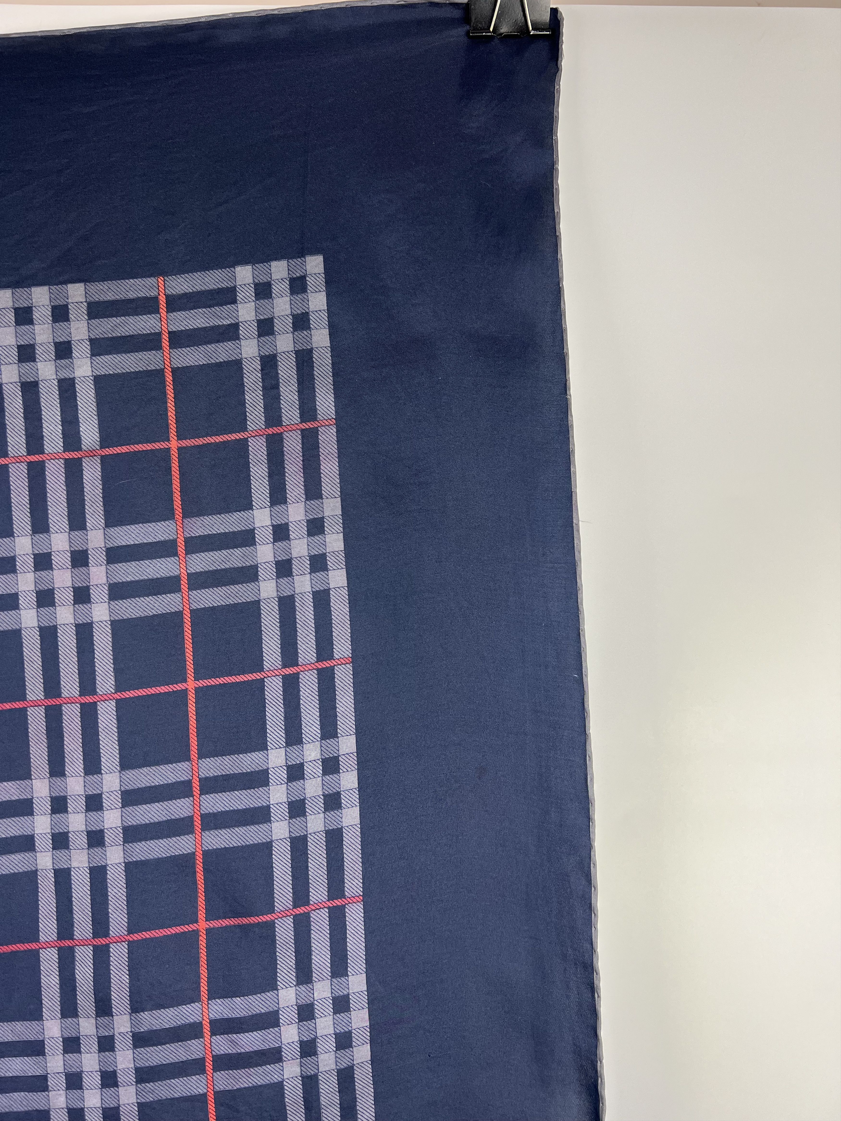 Burberrys Vintage Silk Scarf Nova Check Plaid 78x78