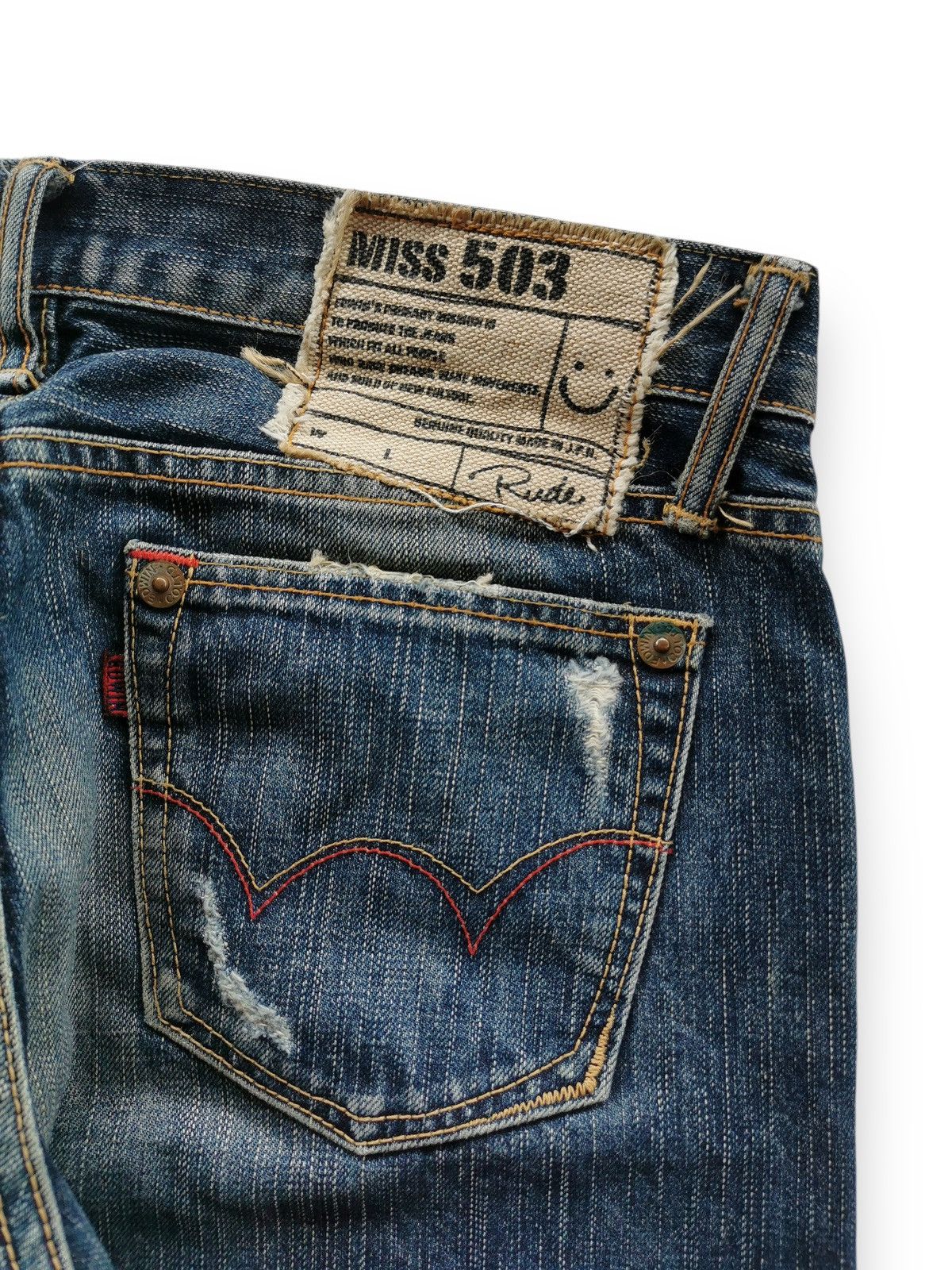 Miss Edwin 503 Cropped Distressed Denim Jeans Women Size 30