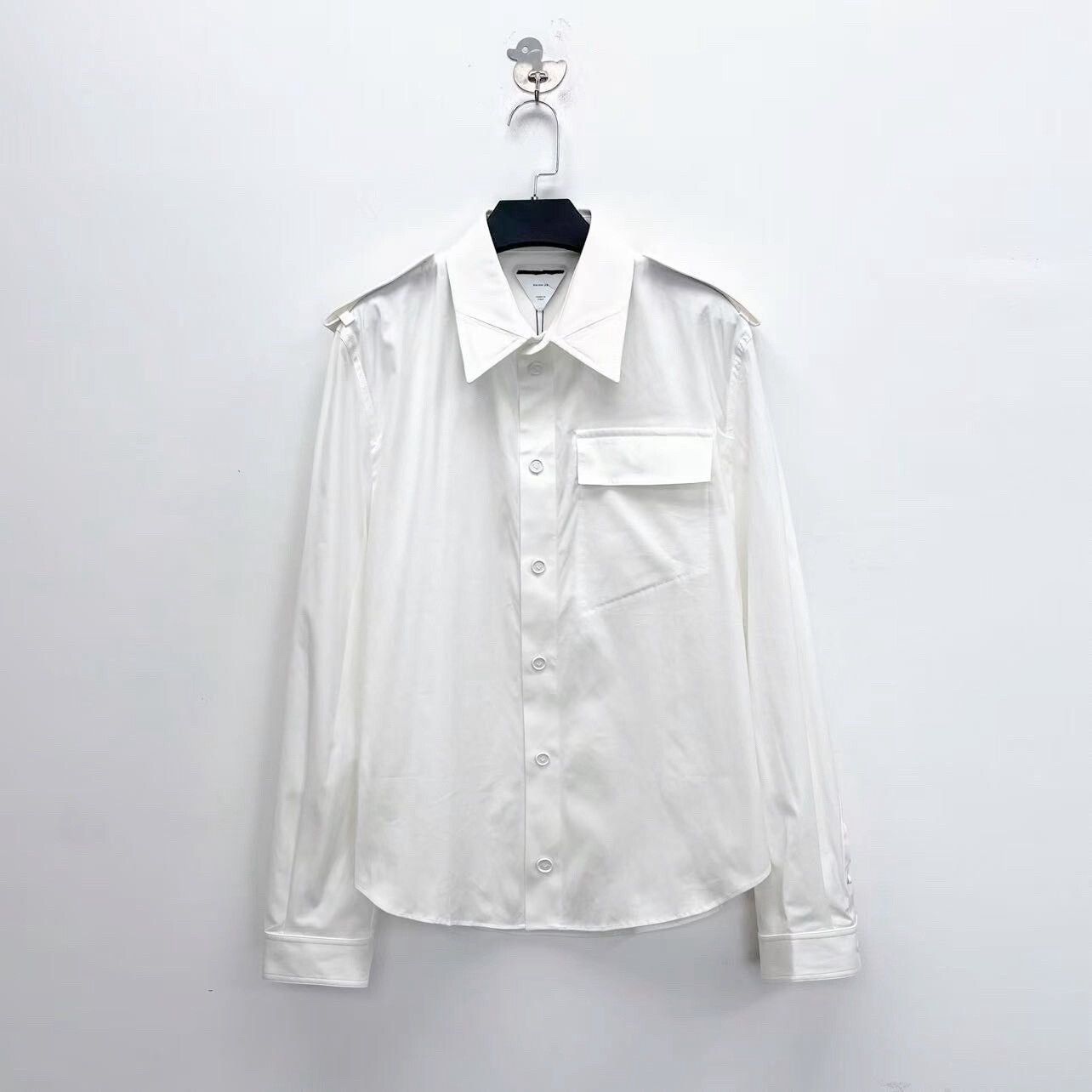 Bottega Veneta Bottega Veneta White Epaulet Sharp Collar Shirt Size US L / EU 52-54 / 3 - 1 Thumbnail