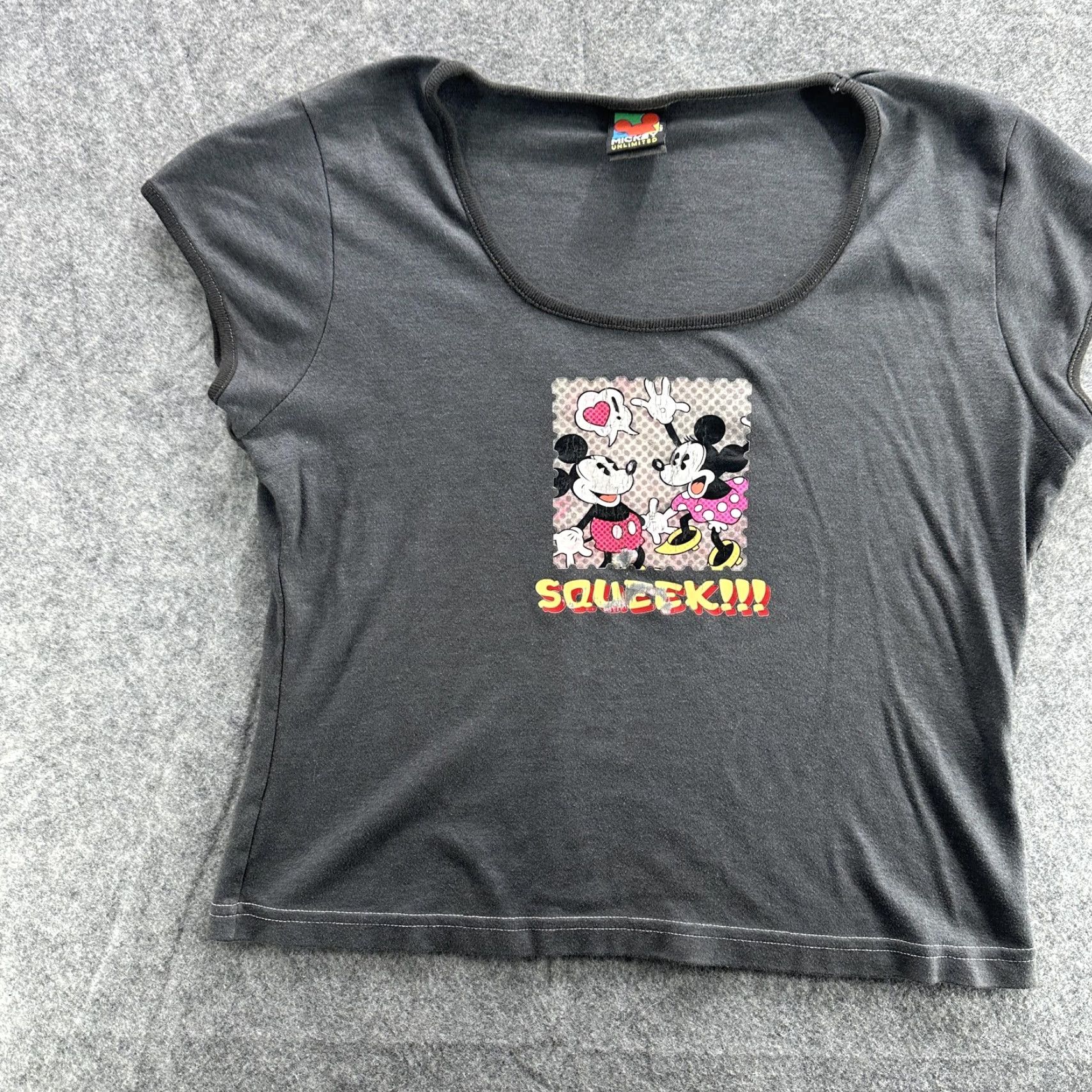 Disney VINTAGE Mickey Unlimited Disney Shirt Womens Small Gray 90s Minnie SQUEEK Graphic Short Sleeve Size S / US 4 / IT 40 - 3 Thumbnail