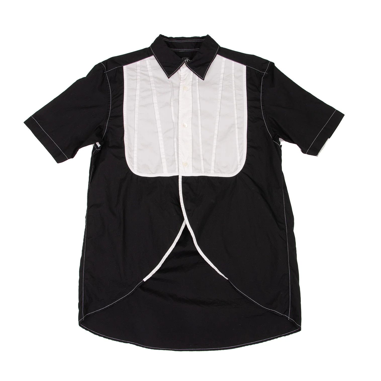 Ganryu Bicolor Short Sleeve Shirt in Black and White, Size M Size US M / EU 48-50 / 2 - 1 Thumbnail